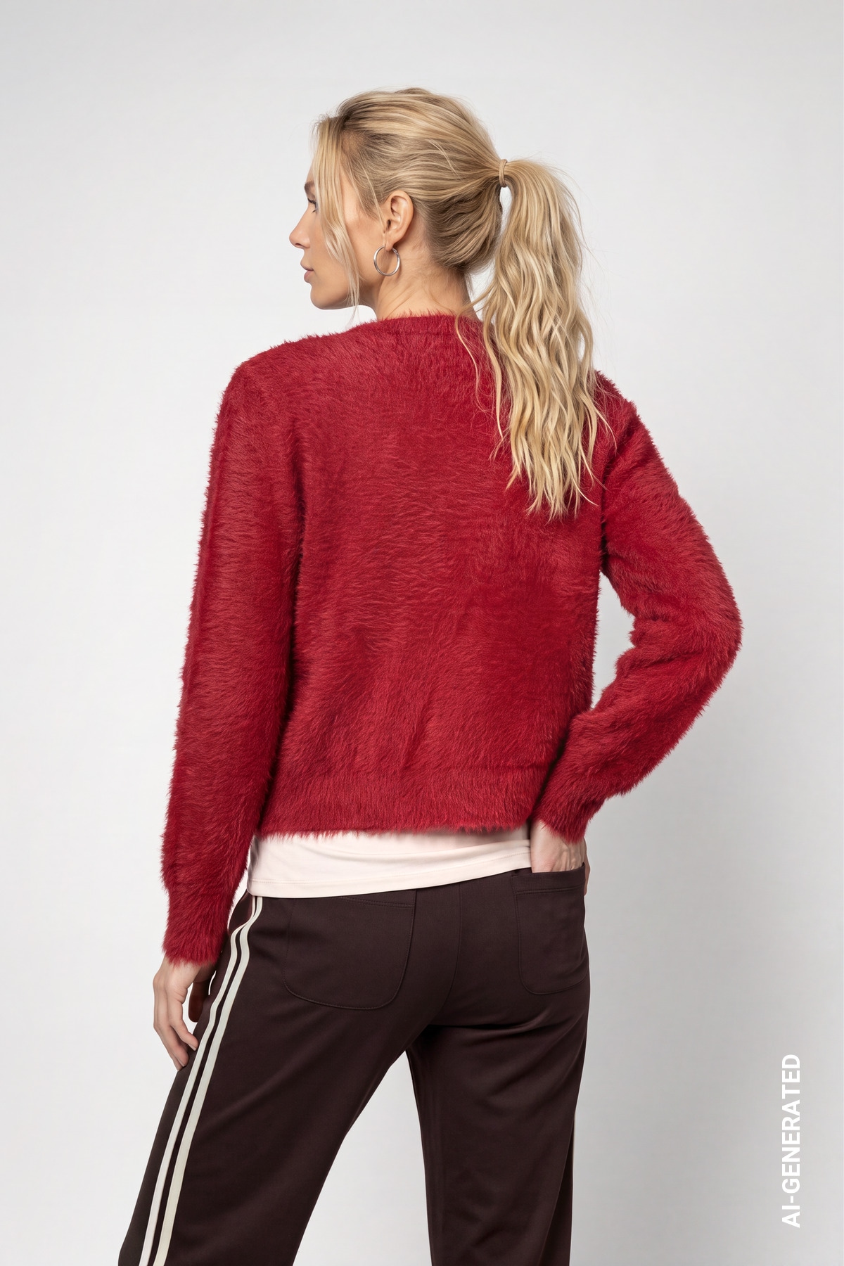 Monari Strickjacke »Plüsch« im flauschigen Materialmix, Rundhals