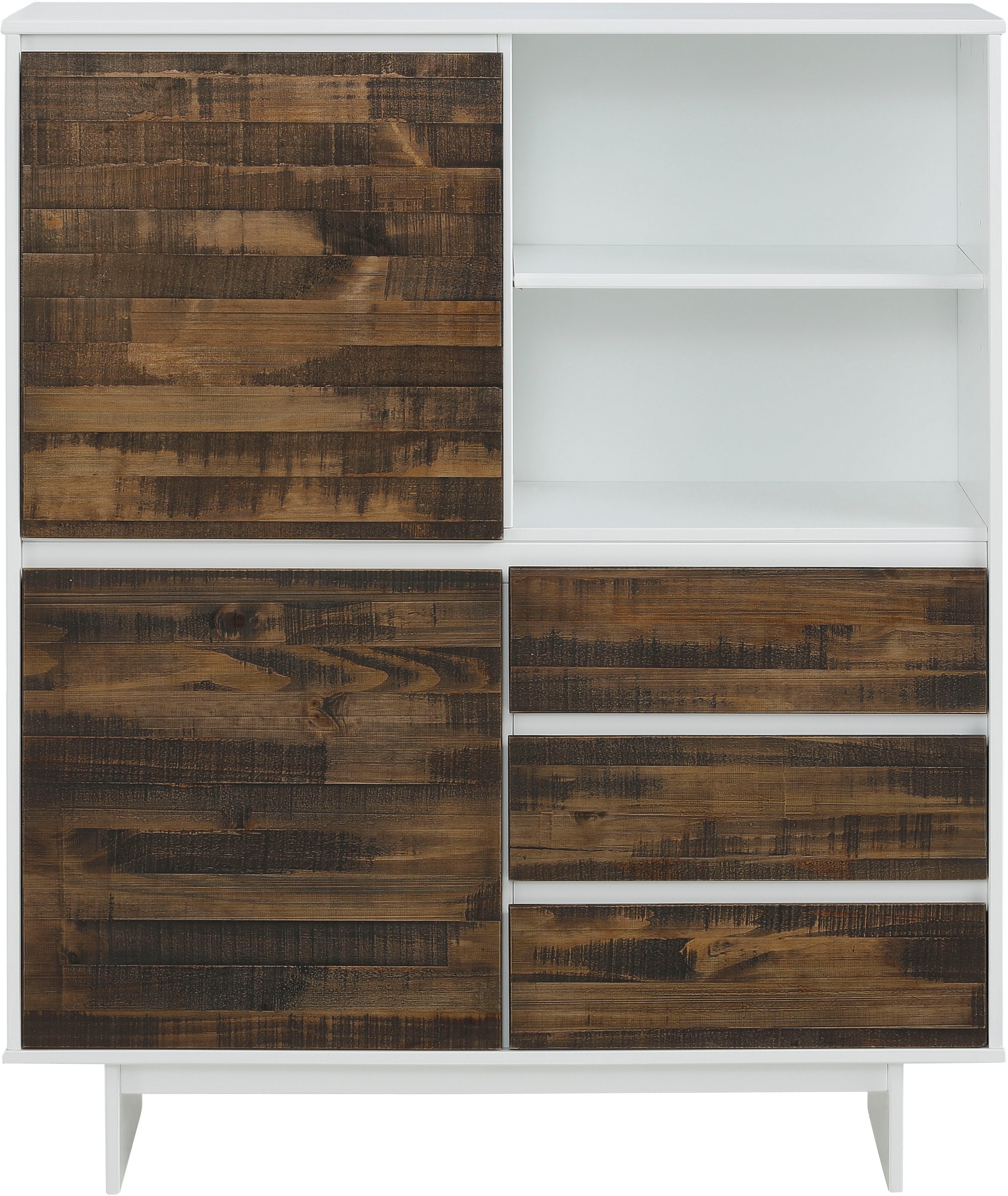 Image of GOODproduct Highboard "Morgan Midischrank" Kommode aus massivem Kiefernholz, eingefräste Griffmulden, Höhe 120 cm