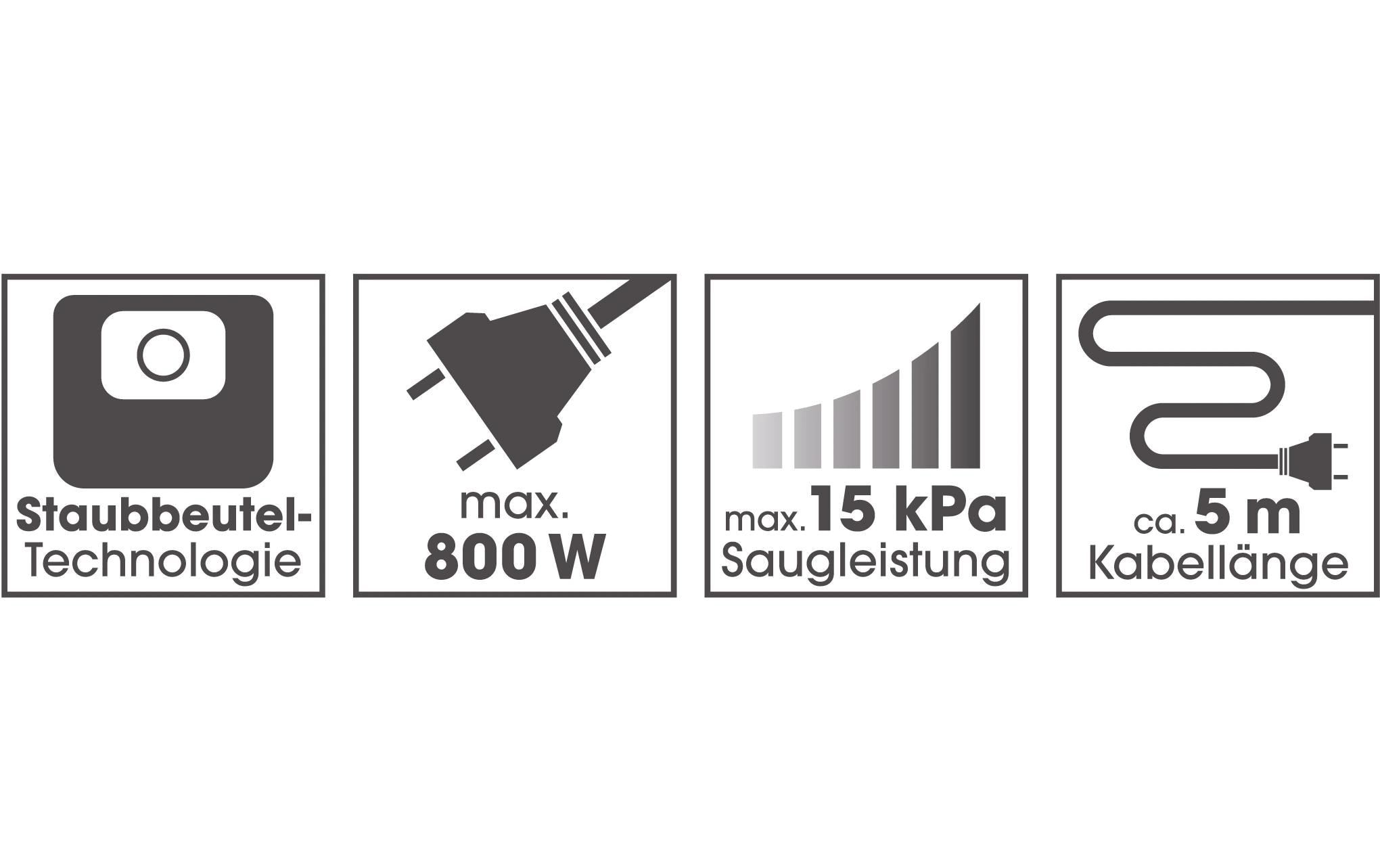 CLEANmaxx Bodenstaubsauger »Schwarz«, 800 W