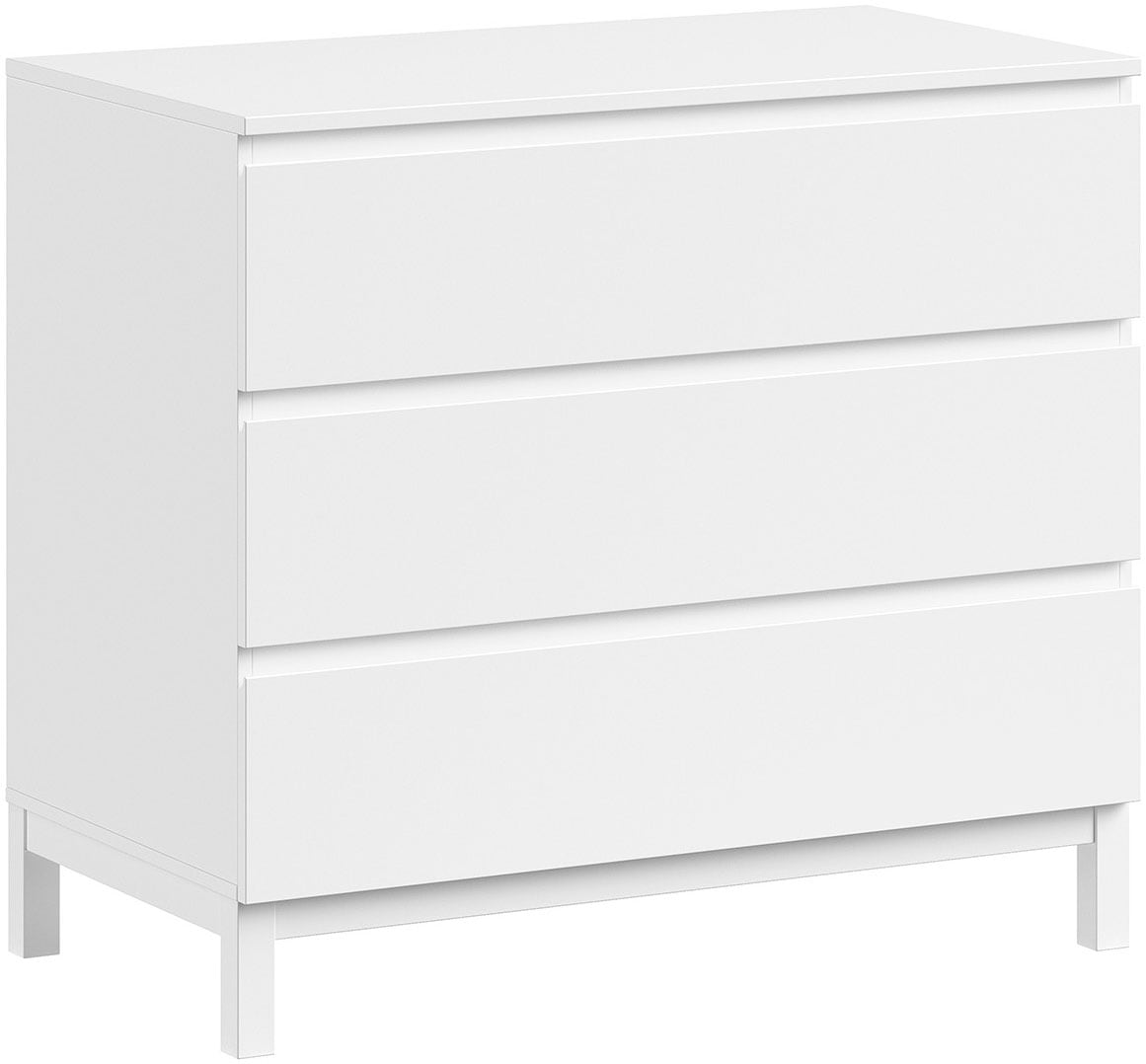Vipack Ensemble de meubles pour bébé »Set best. aus Babybett 60/120, Kommode 3 Schubladen und Wickelaufsatz« 3 cuis tlg. au design épuré, surface laquée facile d'entretien en blanc