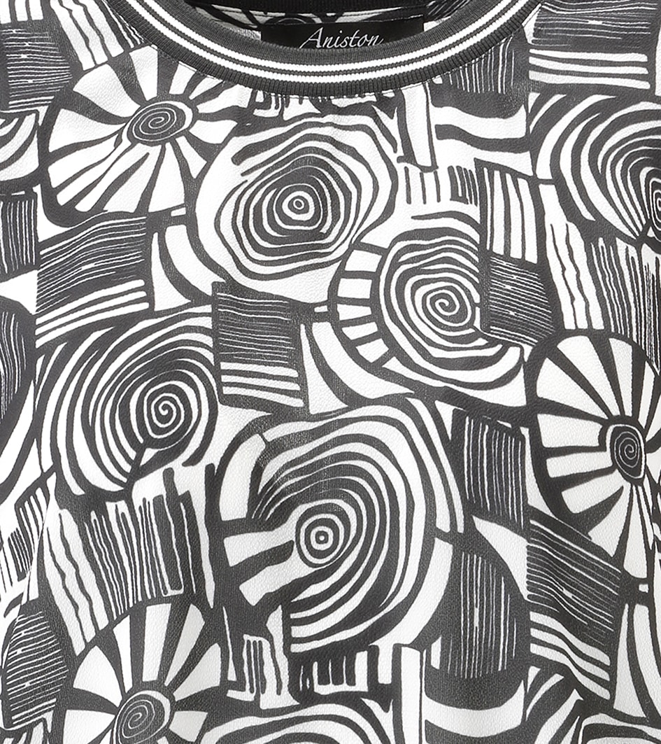 Aniston SELECTED Chemisier à chemise mit gestreiften Bündchen und Retro-Muster - NEUE KOLLEKTION