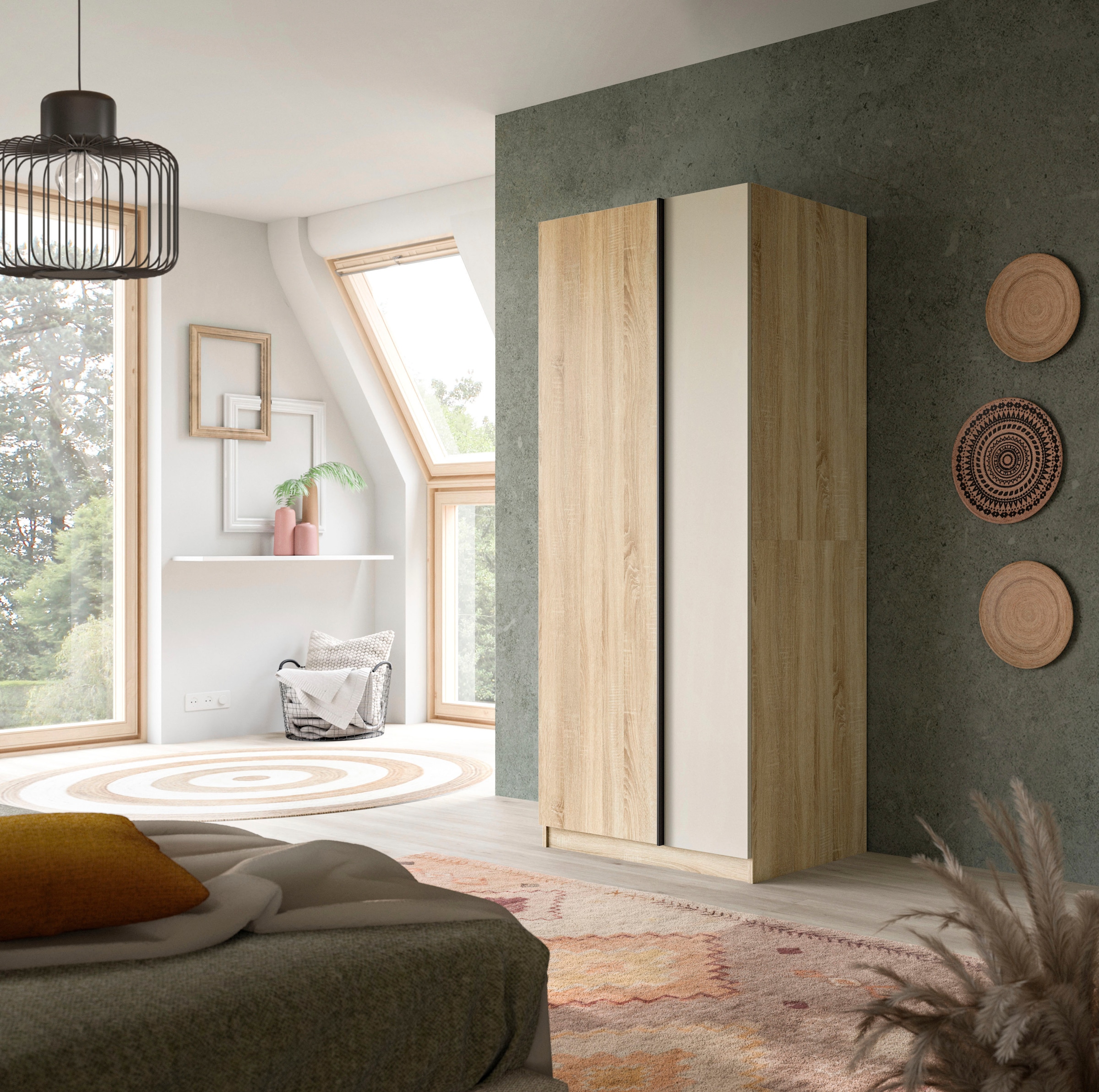 Home affaire Armoires à vêtements »BENDINGO, TOPSELLER!, Schlafzimmerschrank, Schrank, Garderobenschrank« OTTO BESTSELLER, Garderobe & Schlafzimmer,  Breite 80cm, Eiche NB, 2-türig, inkl 1 Kleiderstange und 1 Ablageboden