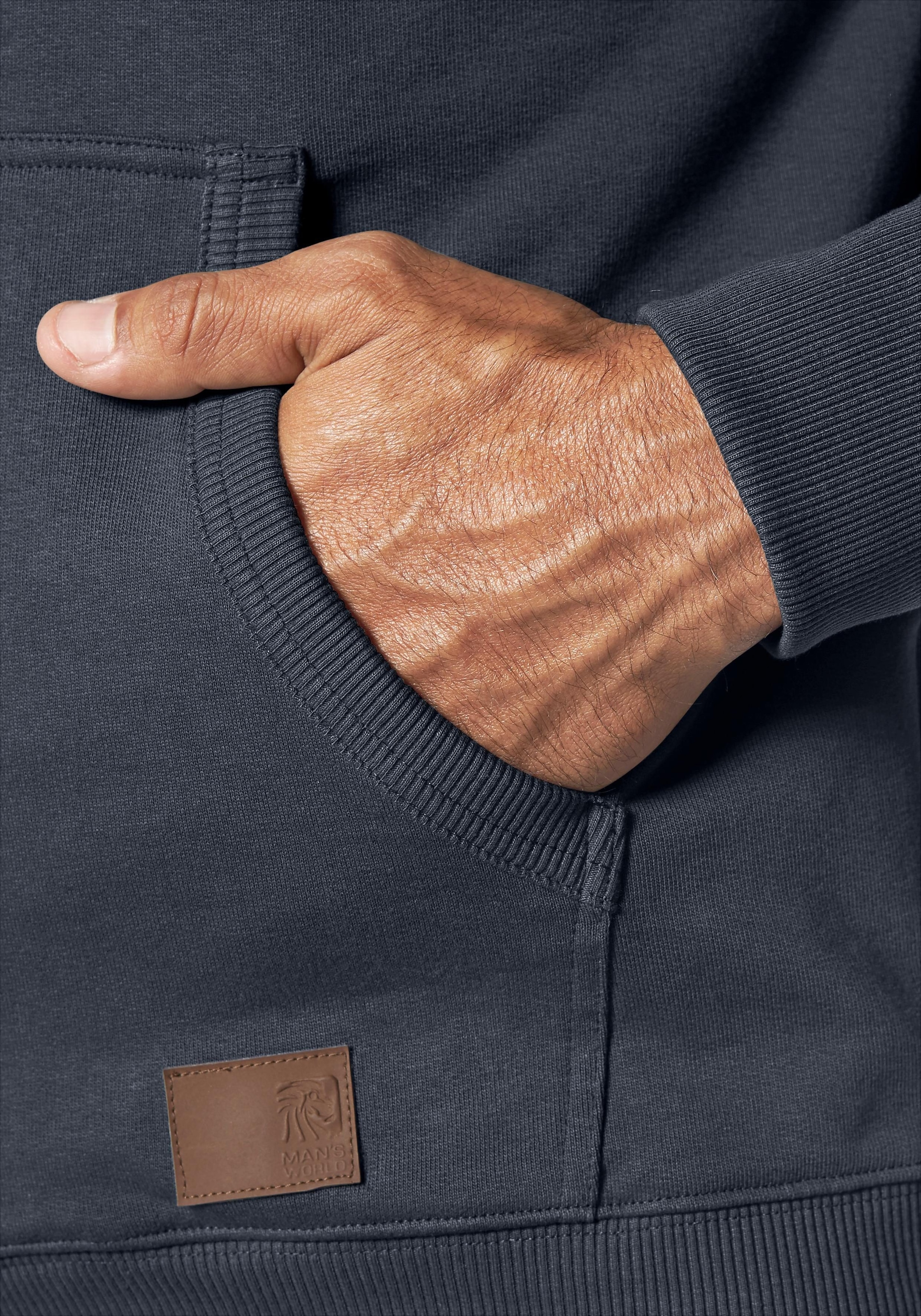 Man's World Kapuzensweatjacke, mit kontrastfarbigem Innenfutter