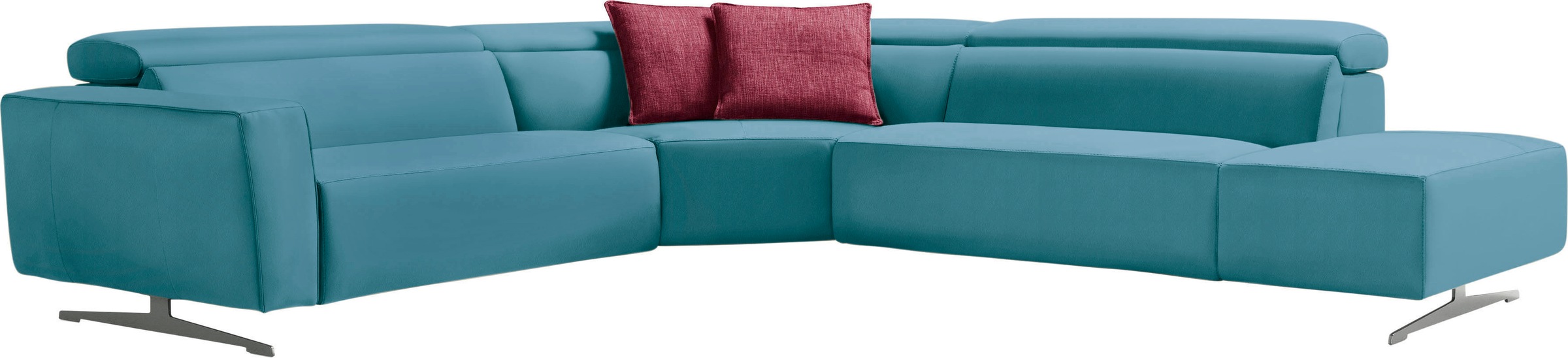 Egoitaliano Ecksofa »Stefanie-e, Designsofa der Extraklasse, bequem mit hohem Sitzkomfort«, mit Relaxfunktion und verstellbaren Kopfteilelementen
