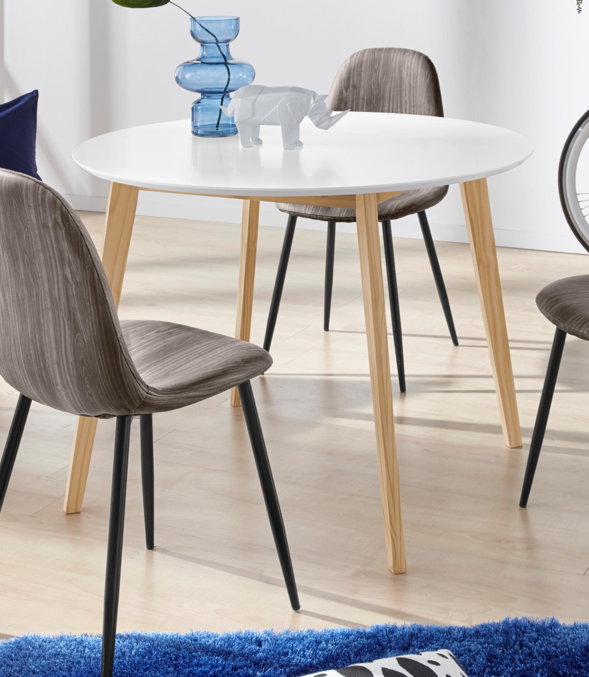 Image of INOSIGN Esstisch »Cody«, mit Beinen aus Massivholz, runde MDF-Tischplatte, in 2 verschiedenen Farbvarianten bei Ackermann Versand Schweiz