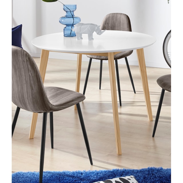 INOSIGN Esstisch »Cody«, Beine aus Massivholz, runde MDF-Tischplatte, in 2  Farbvarianten versandkostenfrei auf