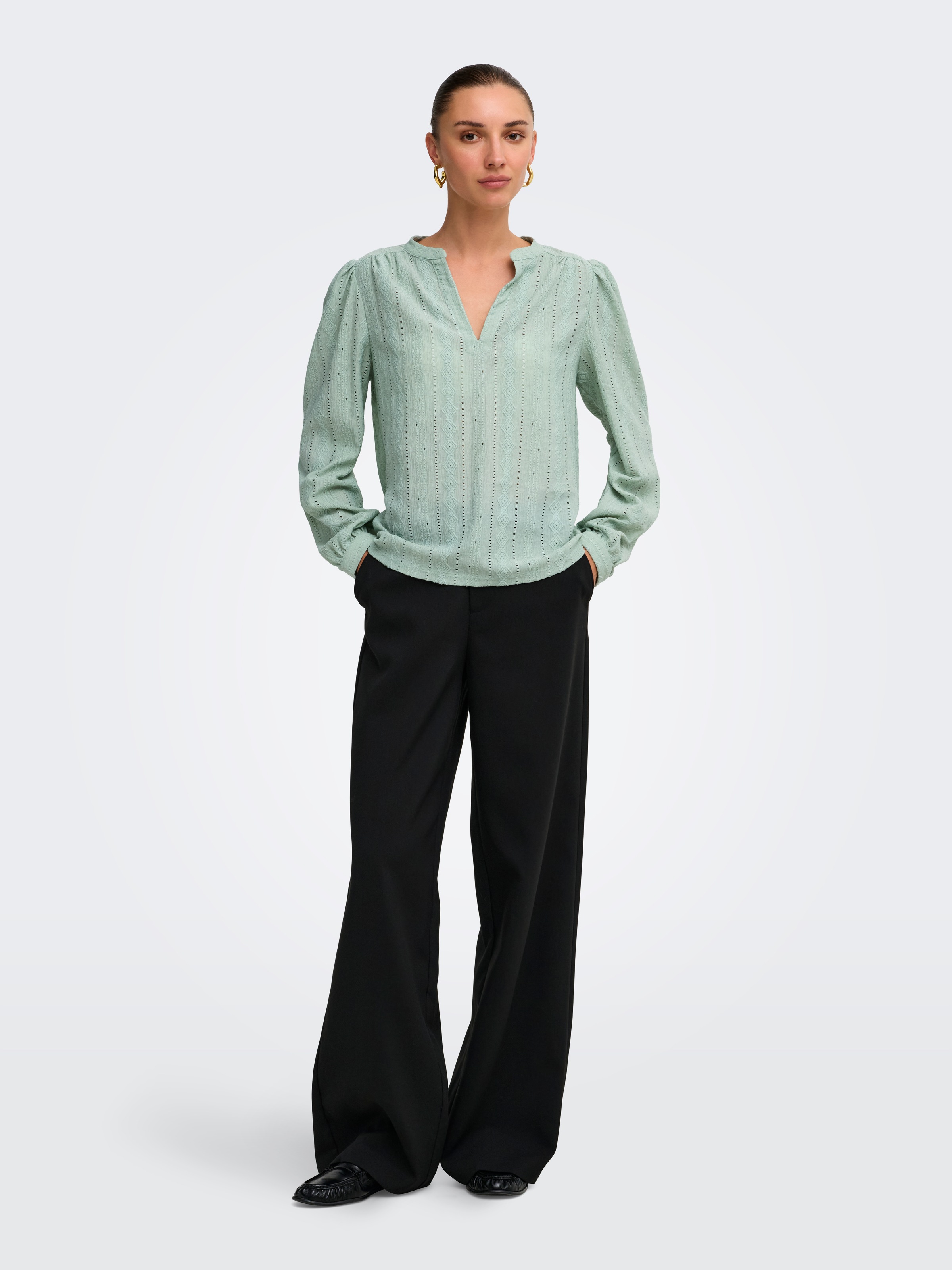 ONLY Blusenshirt »ONLMINNA L/S TOP JRS« Kunstfaser, regular fit