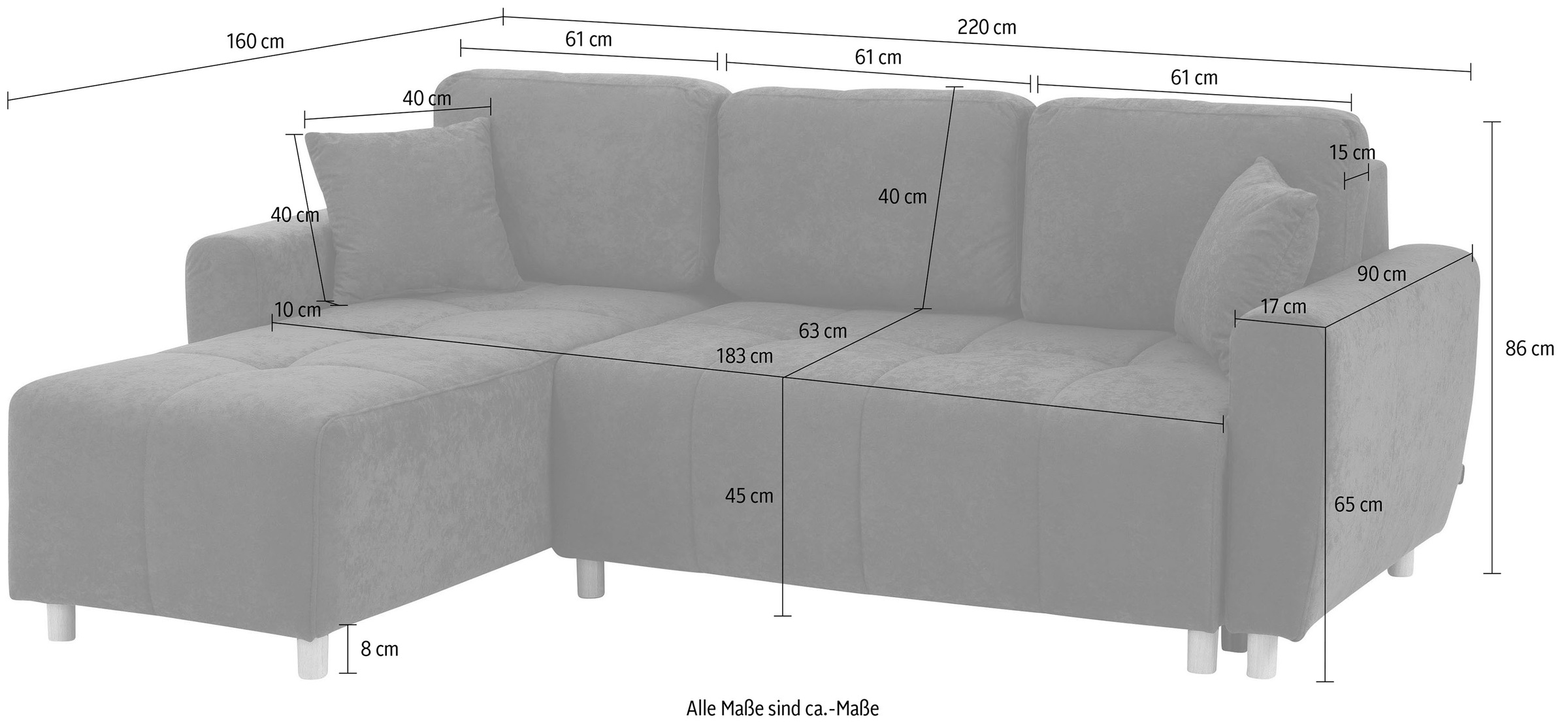 Home affaire Ecksofa »Scania L-Form«, wahlweise mit Bettfunktion und Bettkasten