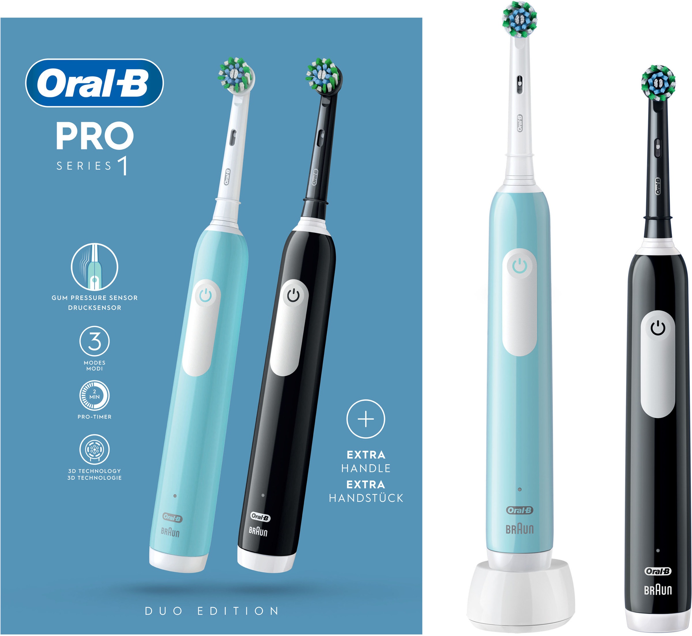 Oral-B Brosse à dents électrique »PRO Series 1 Doppelpack« 2 cuis Aufsteckbürsten capteur de pression