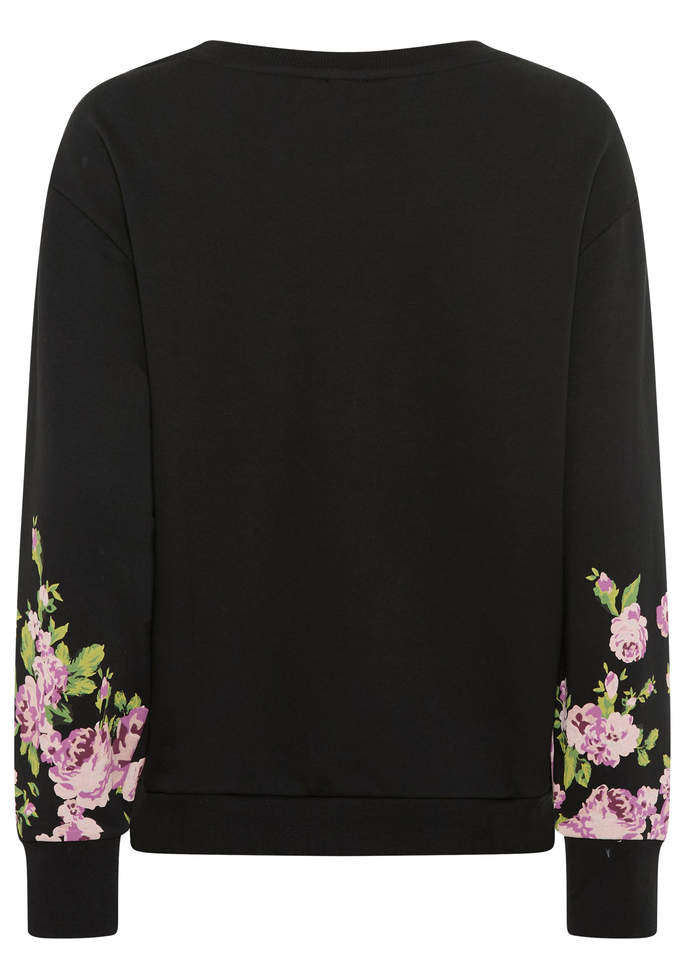 Laura Scott Sweater, Weiche Baumwollmischung mit Blumenprint auf den Ärmeln