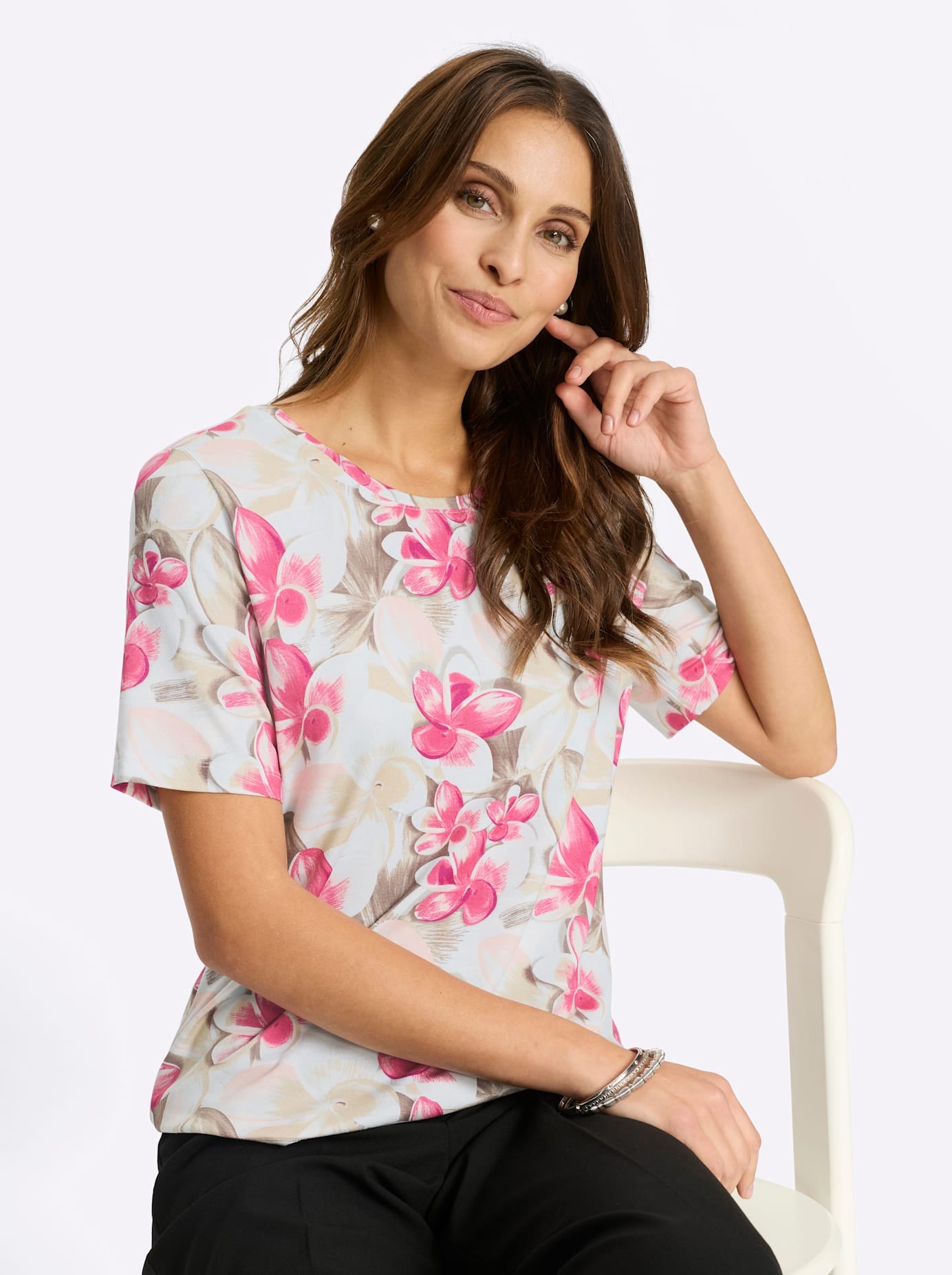 Lady Shirt à col rond »Druck-Shirt« 1 pièces