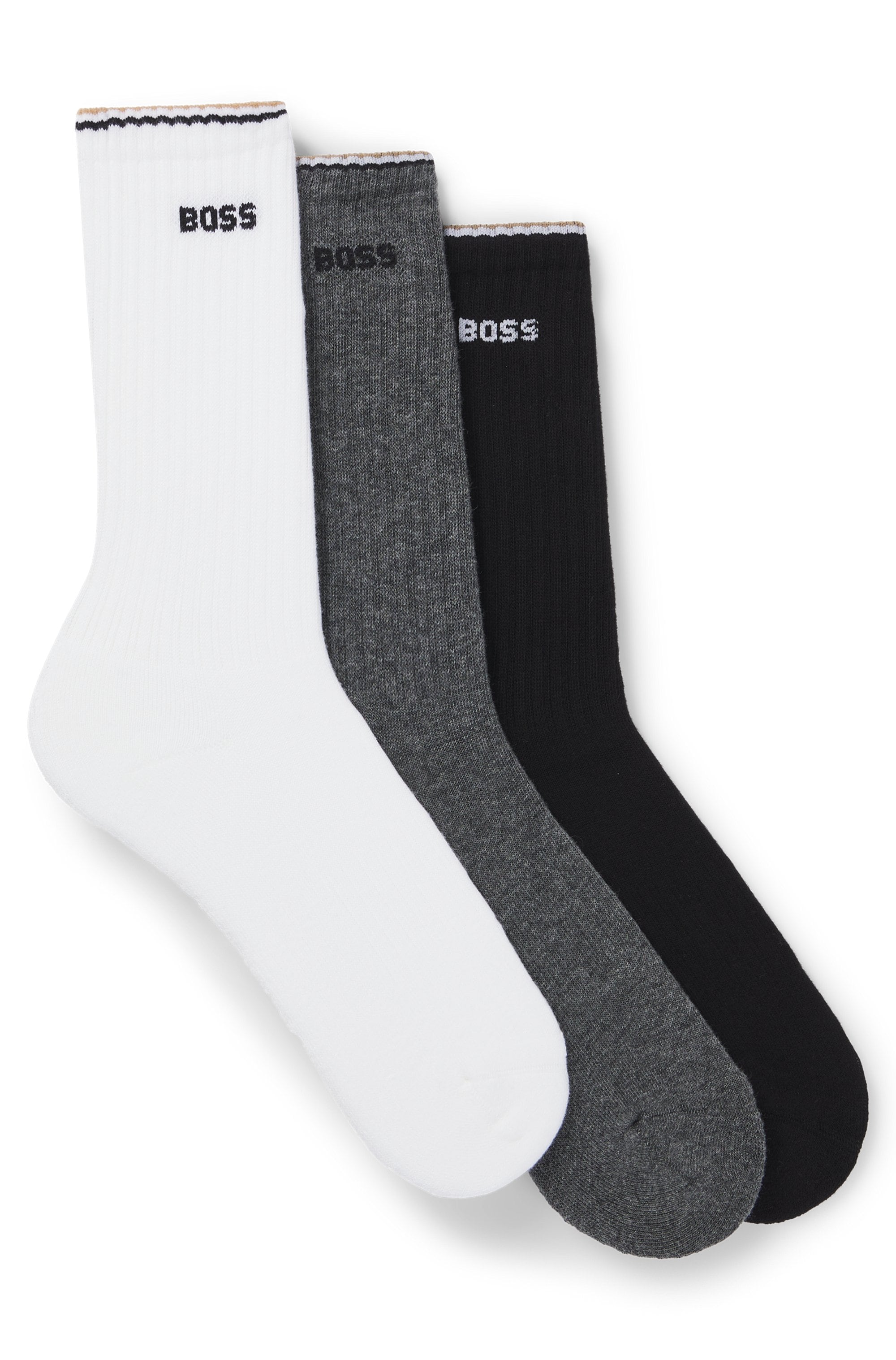 Image of BOSS Socken "Rib Stripe" 3 Paar tlg. Rippstrick, verstärkte Fersen- und Zehenpartie