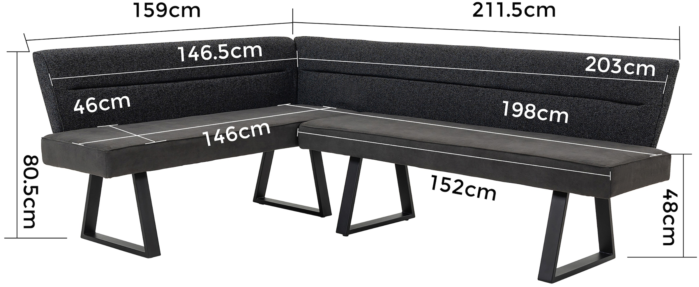 Duo Collection Banc d'angle »Alena« 1 cuis tlg. montable des deux côtés, ressorts ensachés