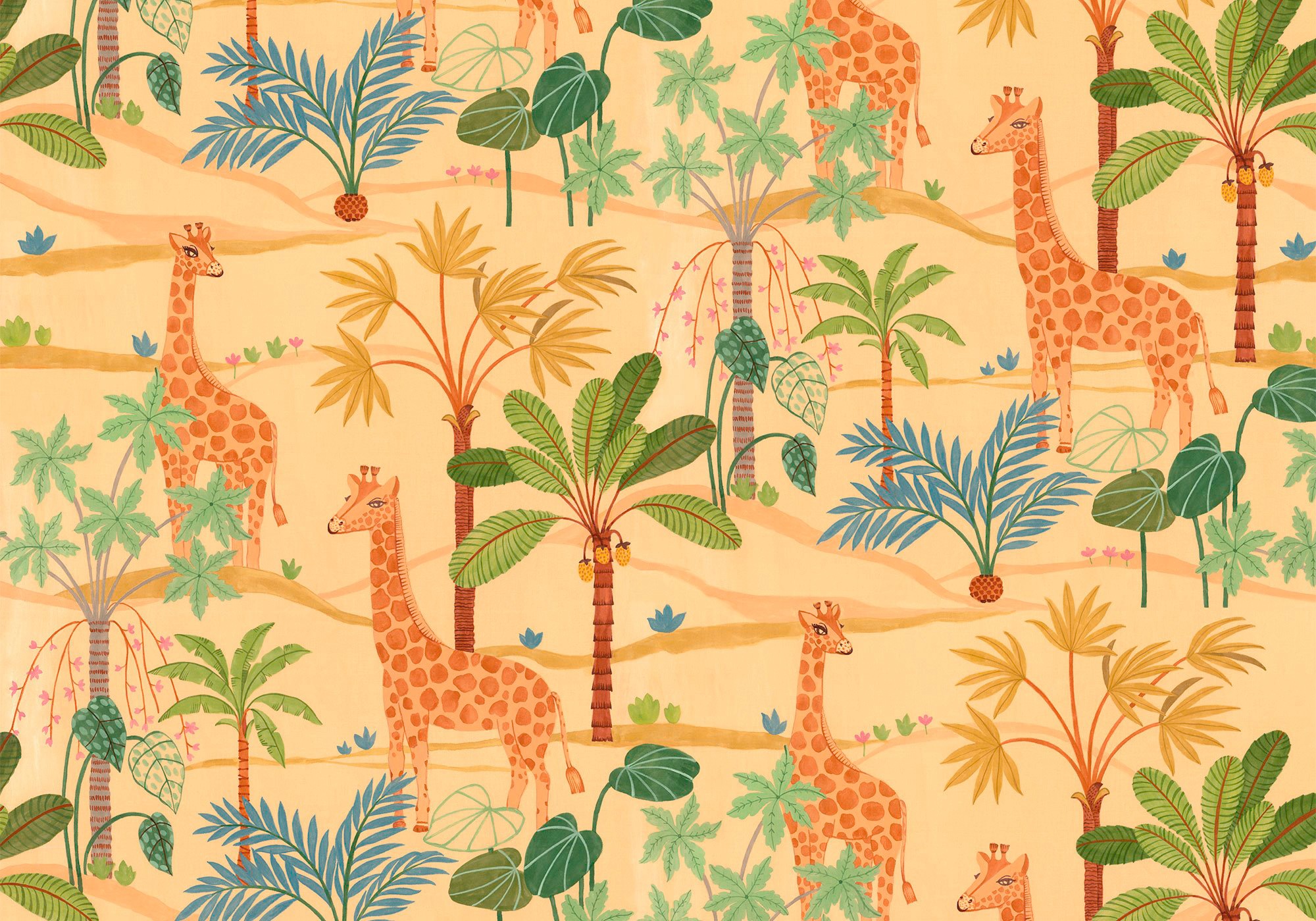 Image of Komar Vliestapete "Digitaldruck Vlies - Giraffe Crew - Grösse 400 x 280 cm" bedruckt glatt Kinderzimmer