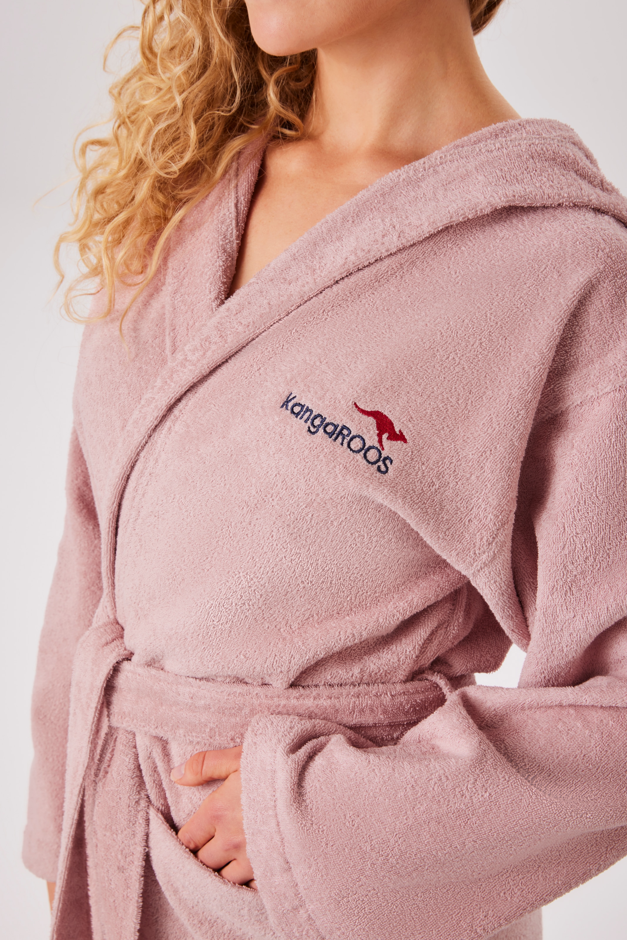 KangaROOS Unisex-Bademantel »Cassidy, für Damen & Herren, Standardlänge & Überlänge« 1 Stk. mit Taschen, Männer und Frauen, Baumwolle, Reise, Hotel, Sauna, S-3XL