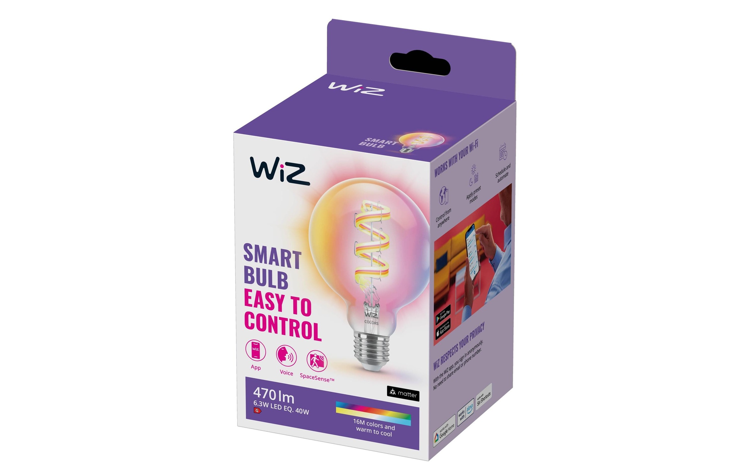 WiZ Smarte LED-Leuchte »6.3W 40W E27 G95« E27 Farbwechsler