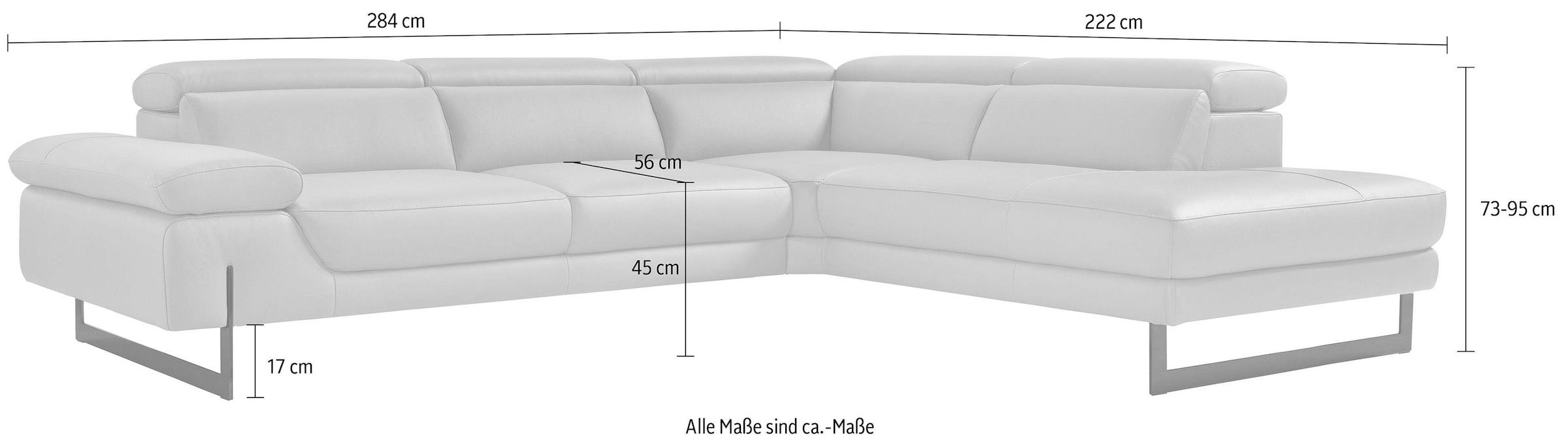 Egoitaliano Ecksofa »Queenie, extravagantes Sofa mit erstklassigem Sitzkomfort«, mit verstellbarer Armlehne und Kopfteilen für Wohlfühlkomfort