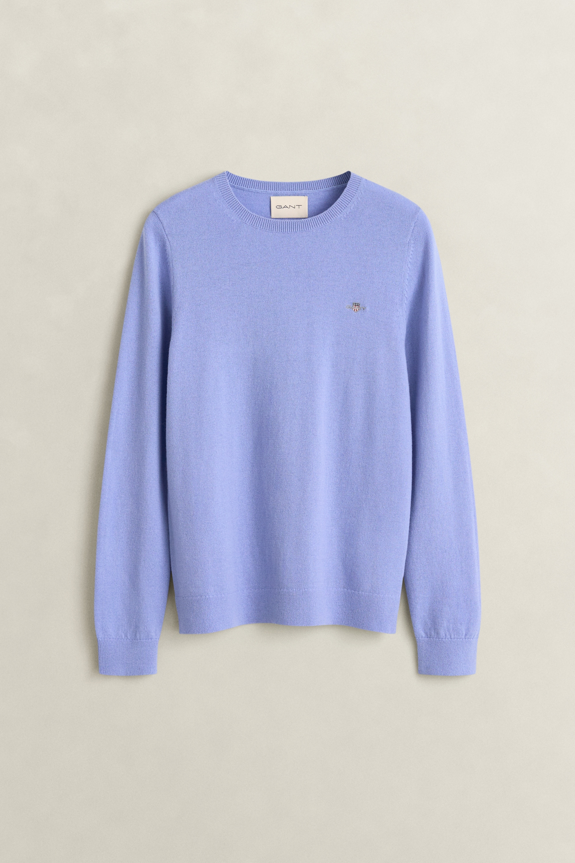 Gant Rundhalspullover »WOOL COTTON C-NECK« aus Wolle und Baumwolle