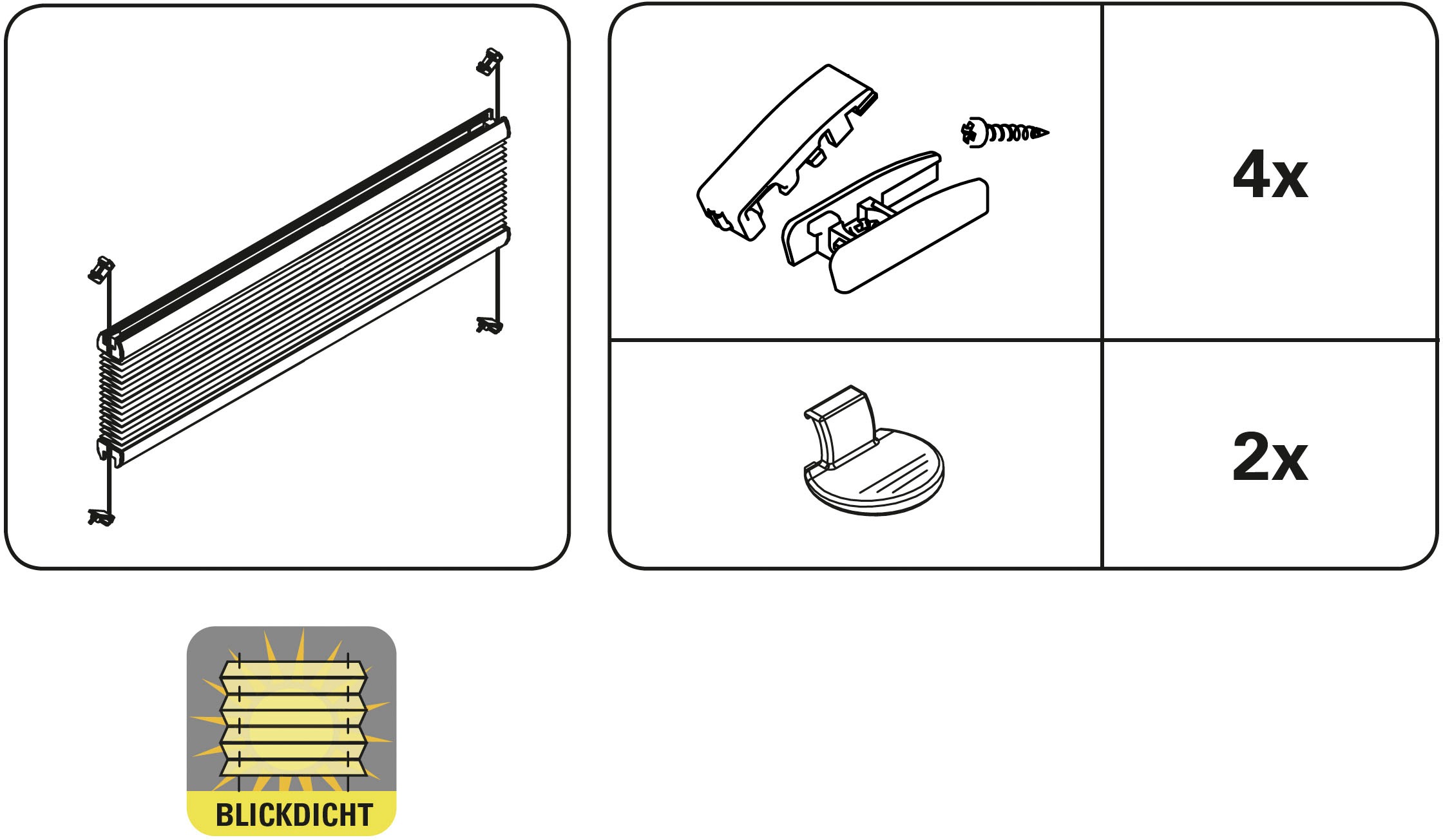 GARDINIA Plissee »schwarz« blickdicht mit Bohren verspannt verschraubt, dezenter Abdeckleiste gegen Staubschutz