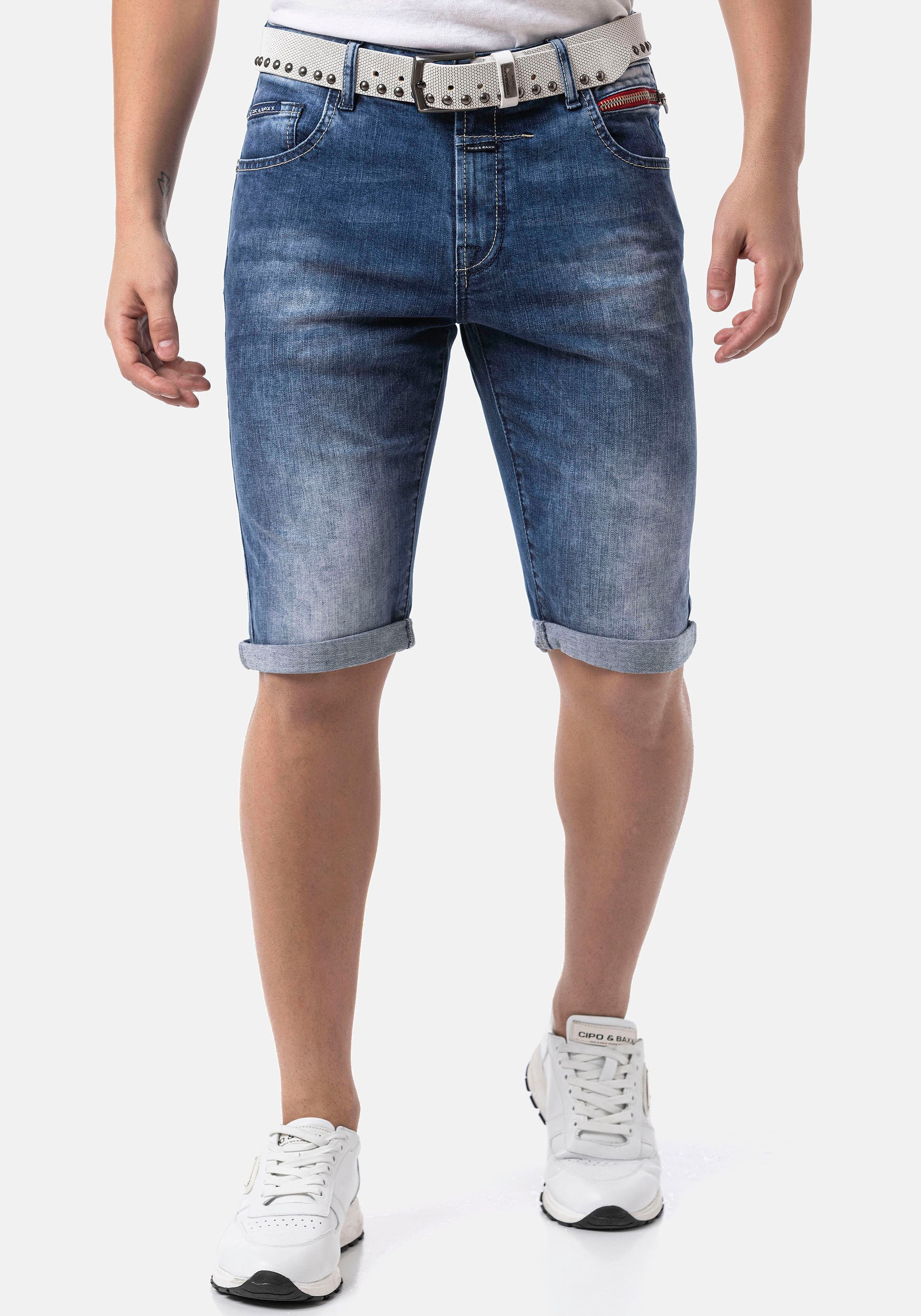 Image of Cipo & Baxx Jeansshorts Baumwollmischung, slim fit