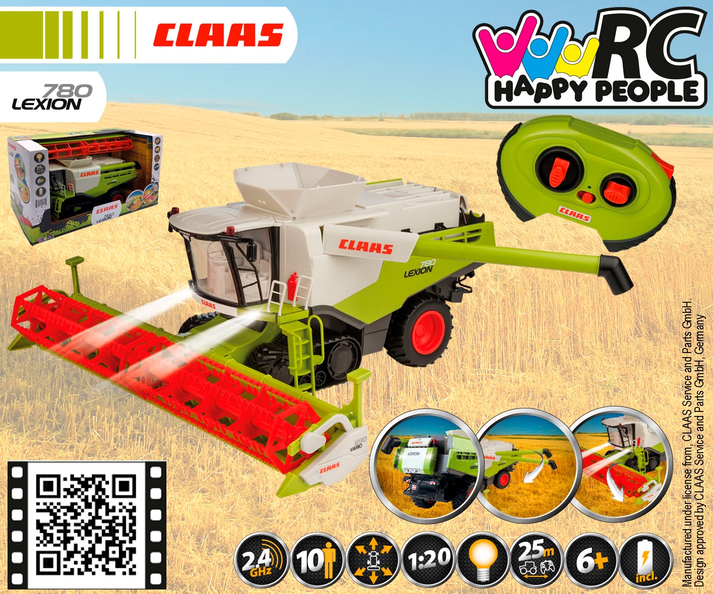 Happy People Tracteur RC »CLAAS Lexion 780 Mähdrescher« mit Fernbedienung und bis zu 25 m Reichweite