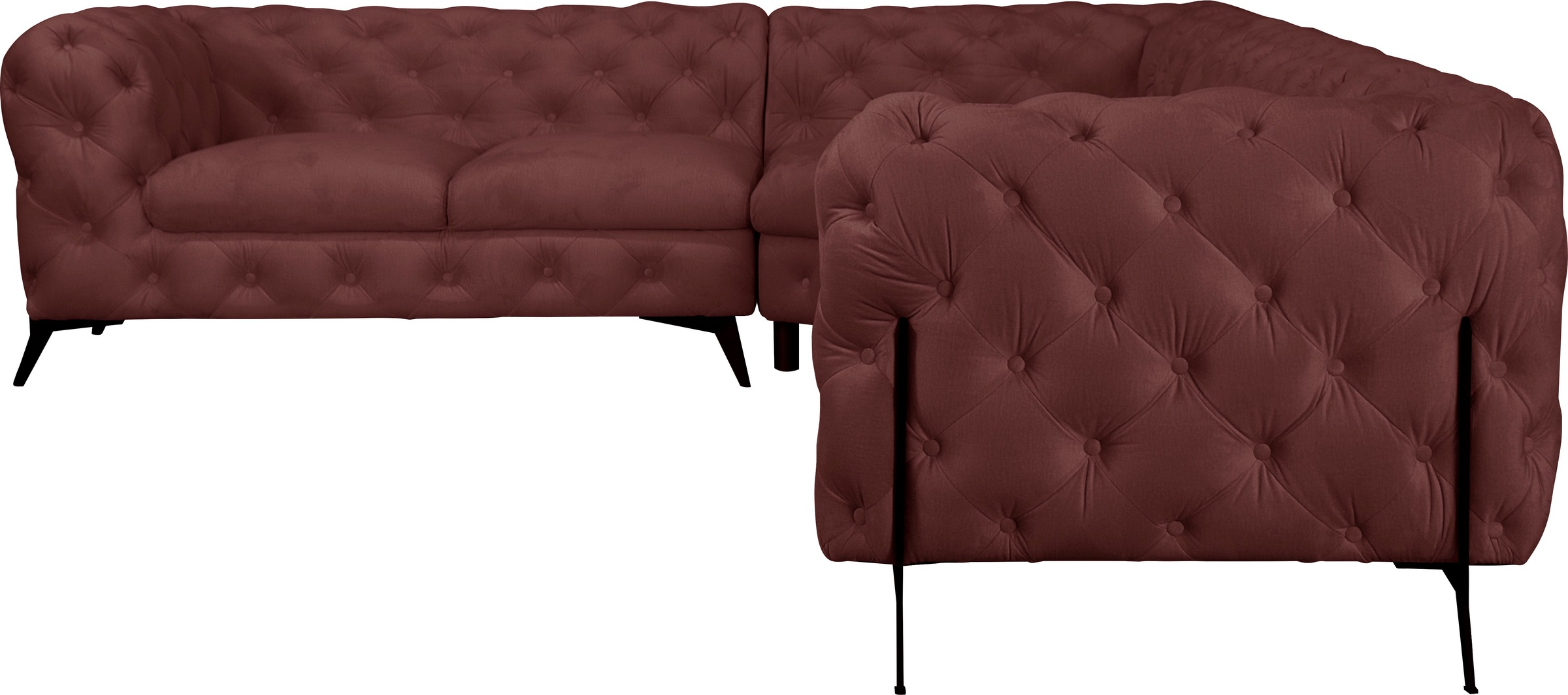 Home affaire Chesterfield-Sofa »Amaury L-Form« Chesterfield-Optik,  Breite/Tiefe je 262 cm, Fussfarbe wählbar