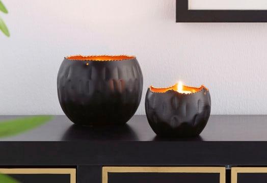 Home affaire Teelichthalter »black&goldfarben«, (Set, 2 St.)