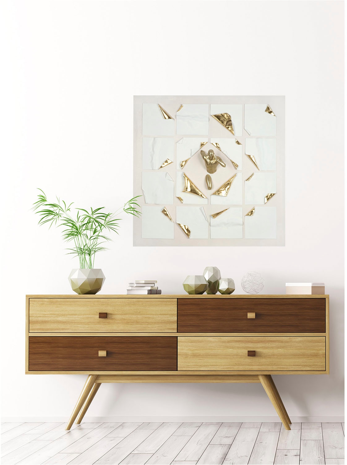 Image of GILDE Bild mit Rahmen "Bild quadratisch Run mehrfarbig H. 100 cm" 1 Stk. tlg.