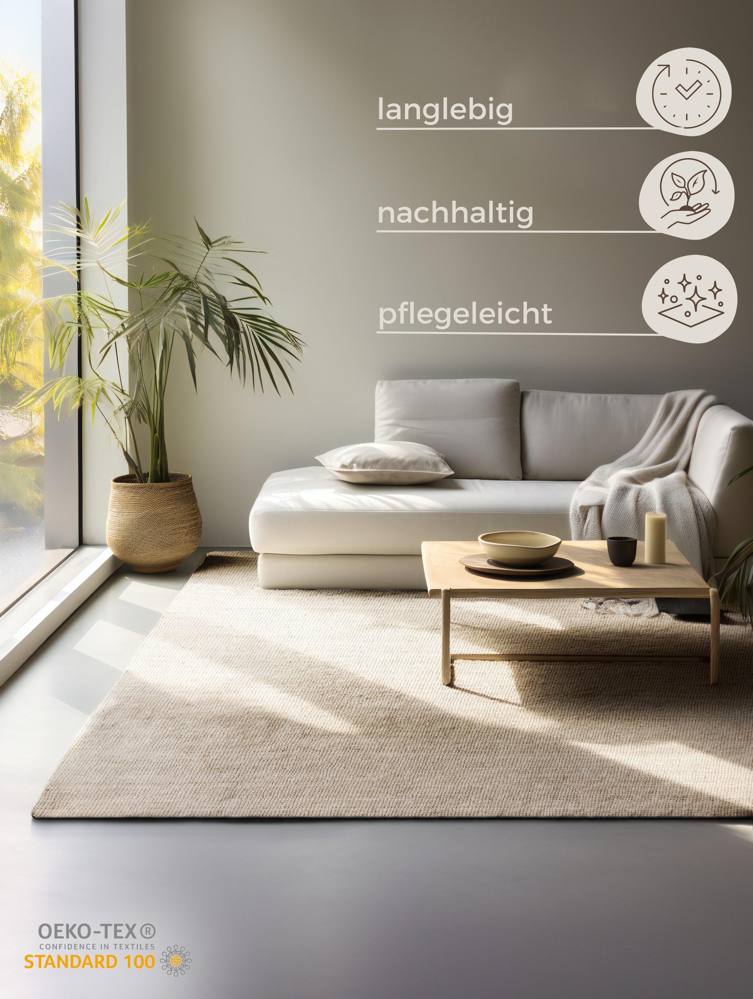 HANSE Home Teppich »Jaipur«, rechteckig, Jute, Natur, Wohnzimmer, Esszimmer, Schlafzimmer, Flur, Modern, Boho