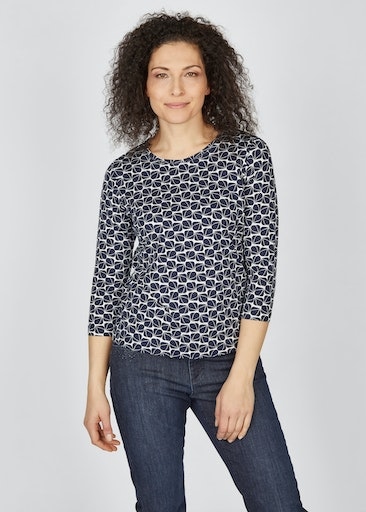 Commander 3/4-Arm-Shirt, simplement Rabe mit Allover-Muster