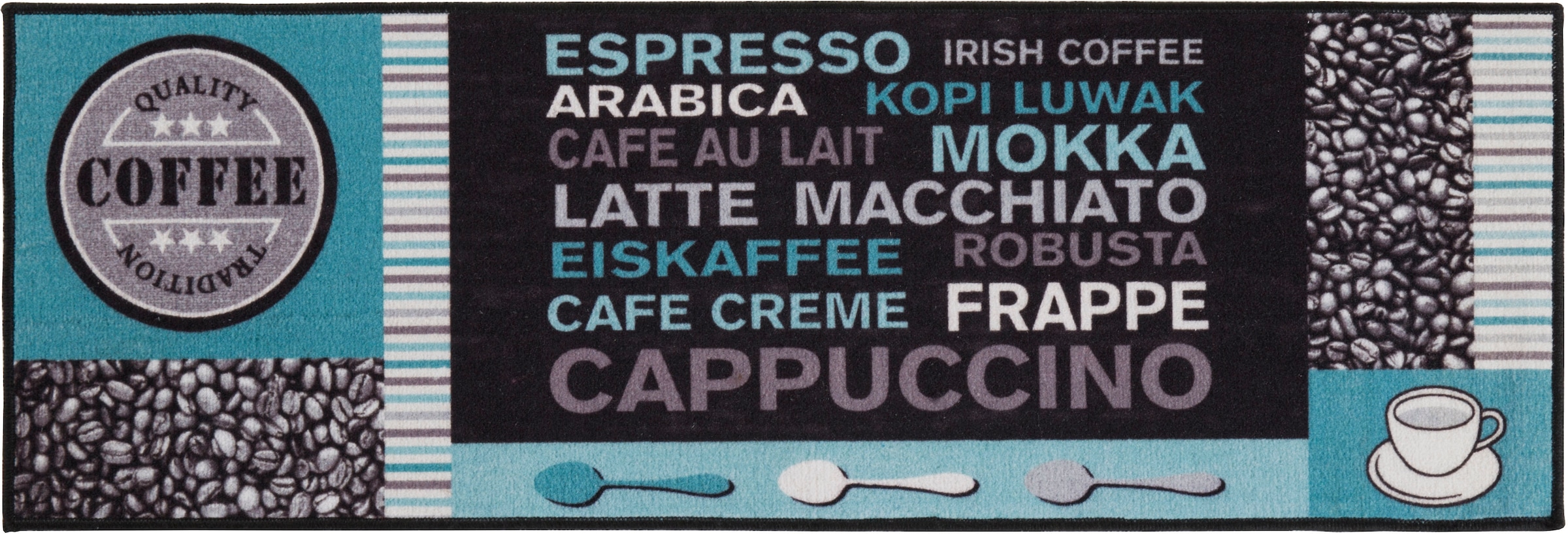 Küchenläufer »Cafe Creme«, rechteckig, Motiv Kaffee, mit Schriftzug, Grösse 50x150 cm,...