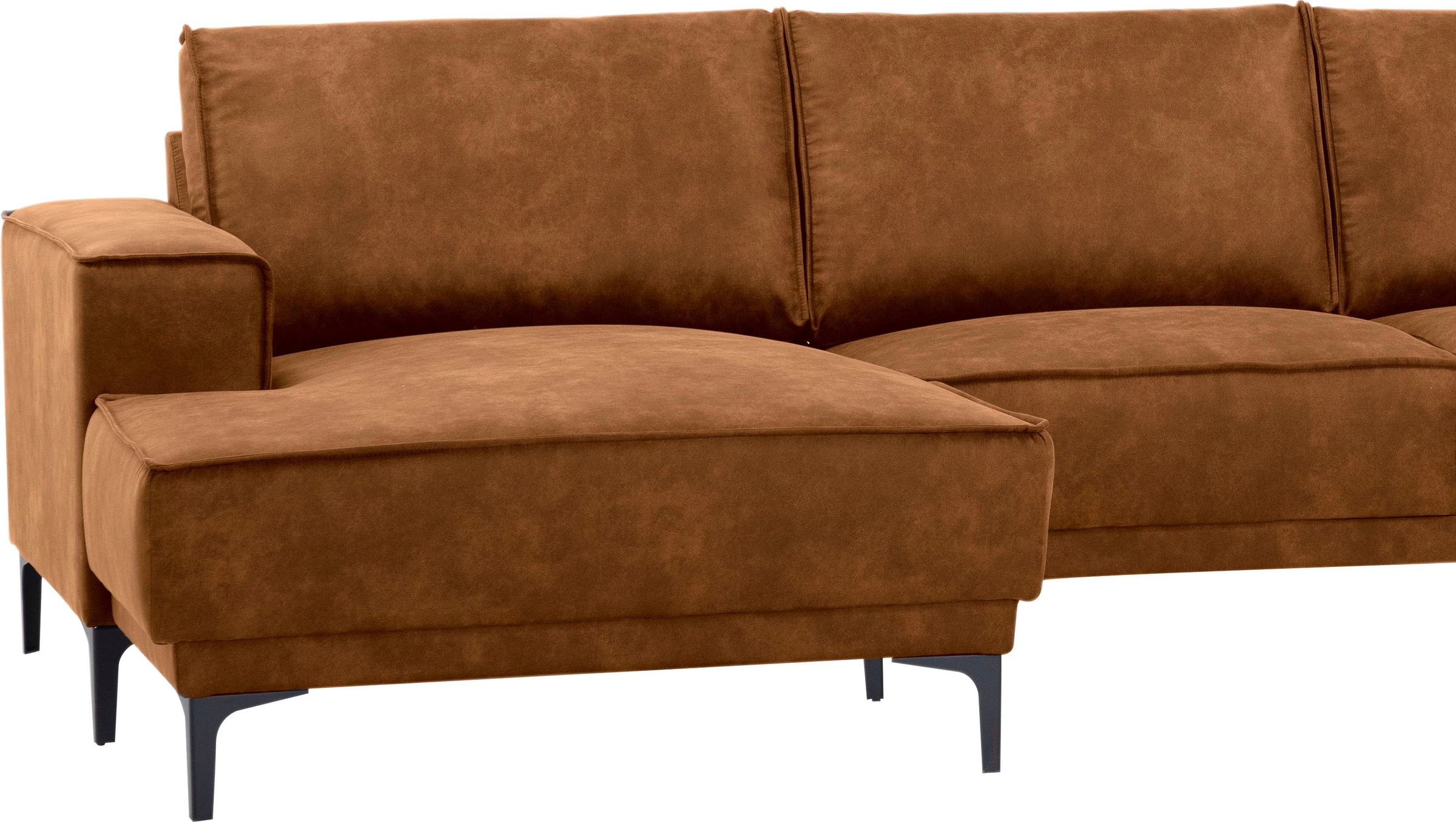 Places of Style Wohnlandschaft »XXL Sofa Oland, Struktur, Flachgewebe, Luxus-Microfaser, Boucle«, U-Form, 345 cm, Wellenunterfederung, Skandi-Design, Metallfüsse