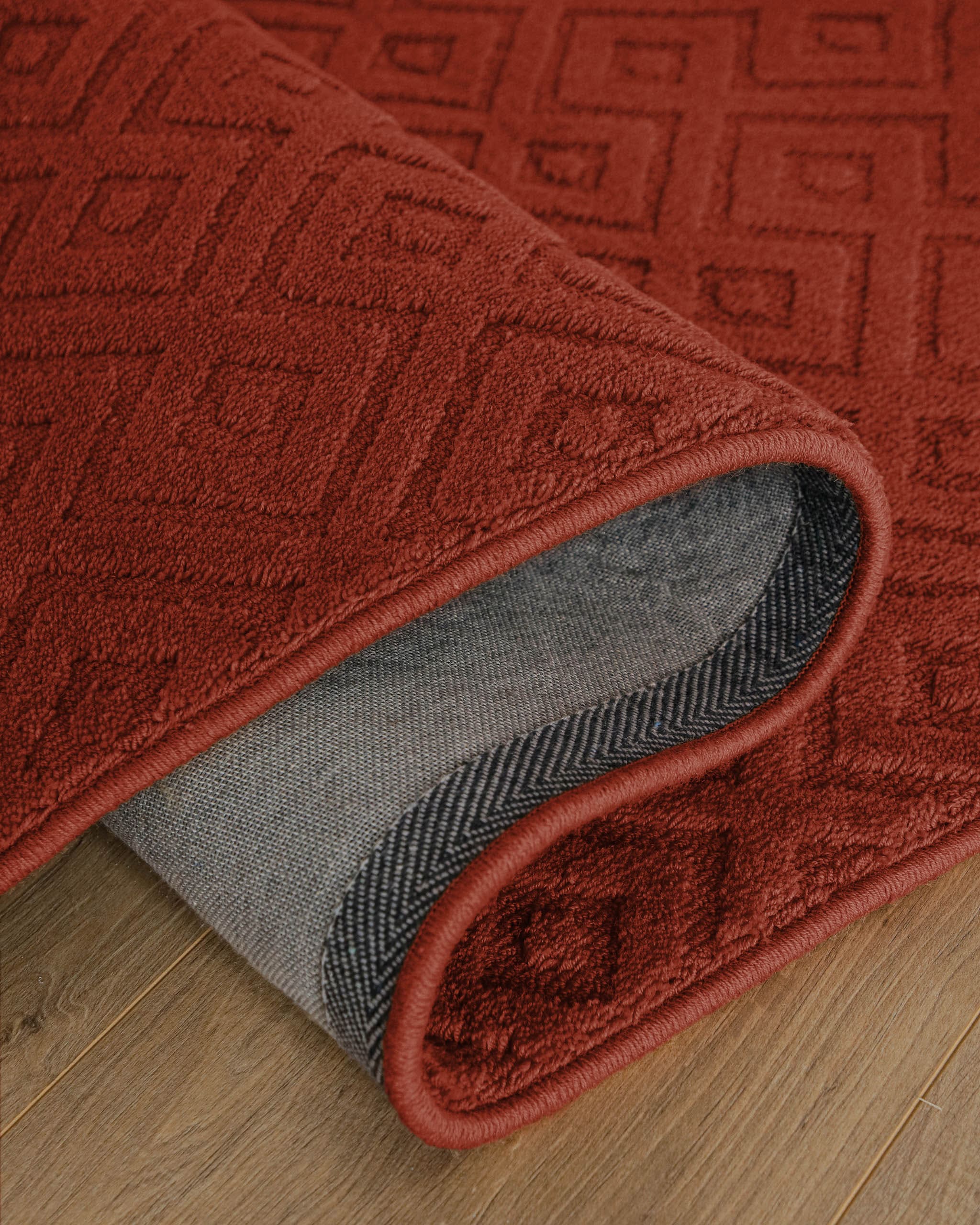 Wecon home Tapis »Castello TWO« Rectangulaire 7 mm Höhe Schurwolle, Kurzflor mit Hoch-Tief-Effekt, Wohnzimmer, Rautenmuster