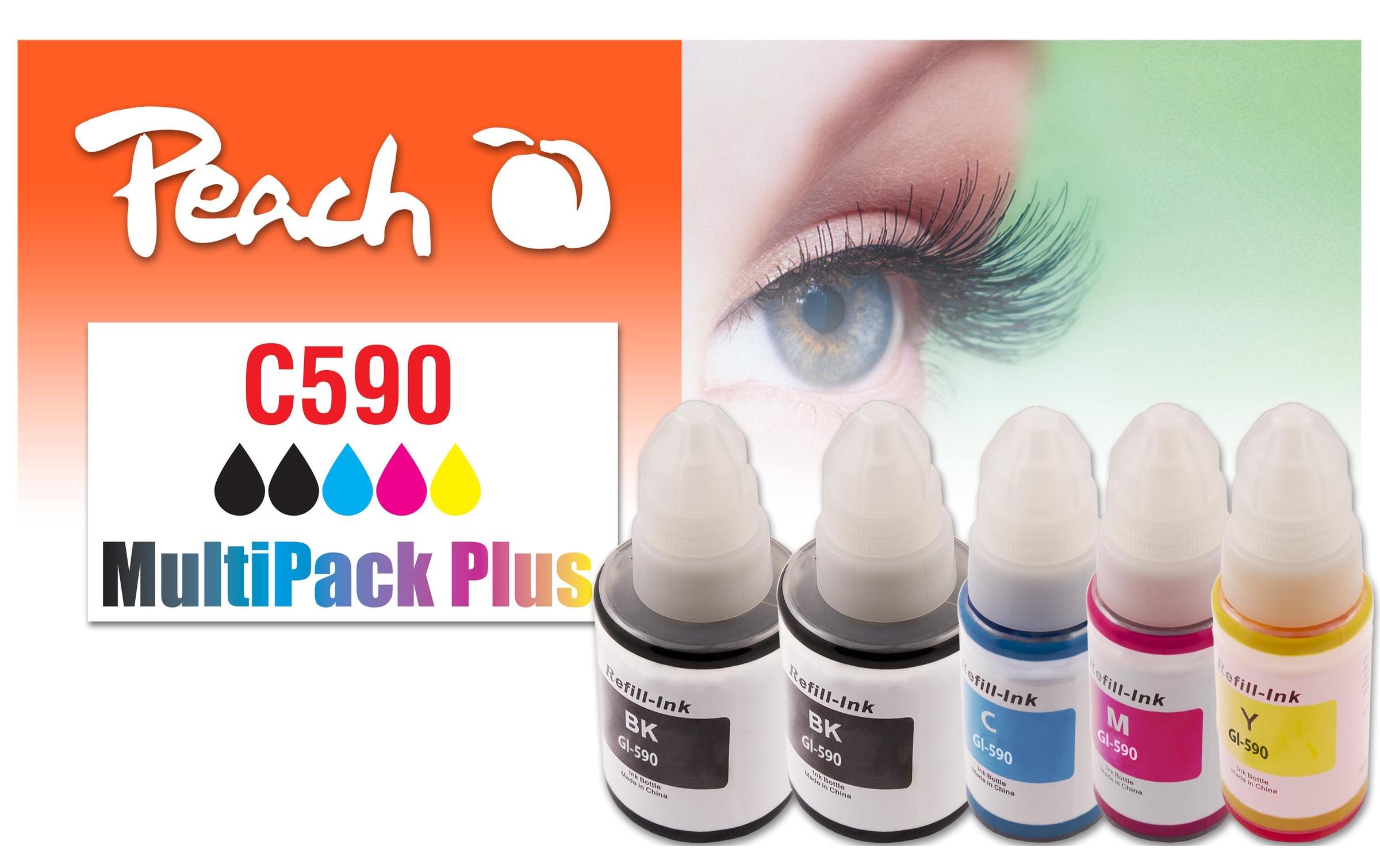 Peach Tintenpatrone »Canon CISS GI-590 Multi-Pack+ C/M/Y/2x BK«, (5 St.)