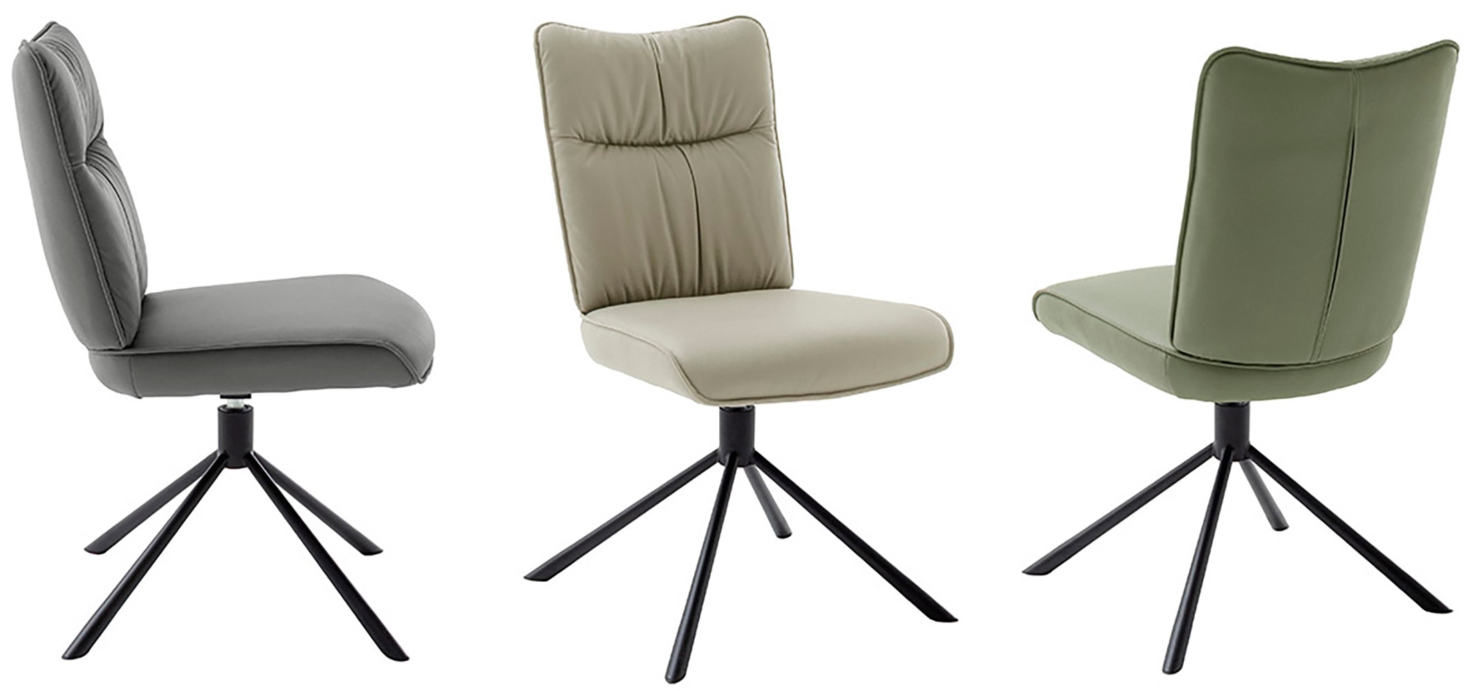 MCA furniture 4-Fussstuhl »MARIN Esszimmerstuhl (2er Set) - Stuhl«, (Set), 2 St., Microfaser, 360° drehbar, Metall schwarz, beweglichen Rücken, belastbar 120 kg