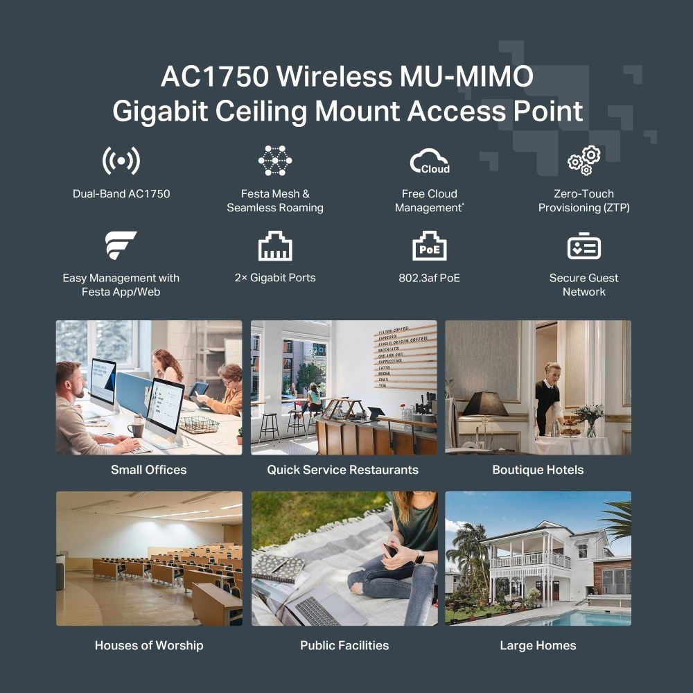 TP-Link Access Point »Festa F52 AC1350 MU-MIMO GIG Deckenmontage WiFi 5«