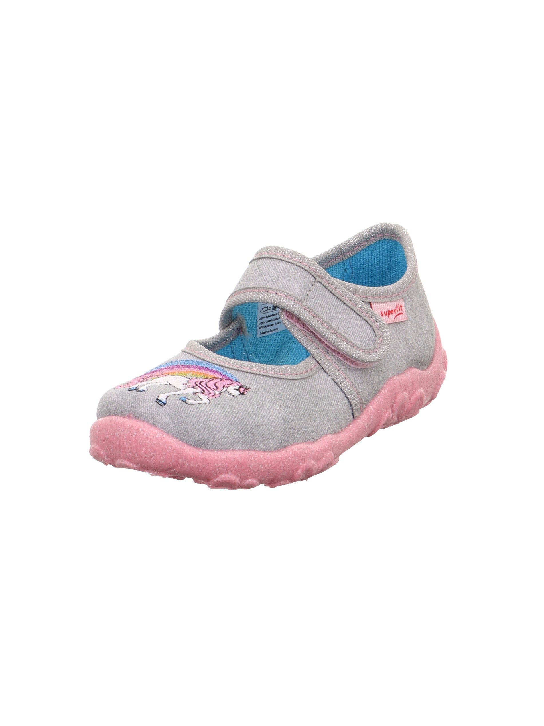 Image of Superfit Hausschuh "BONNY WMS: mittel" Klettschuh mit Einhornmotiv, Grössenschablone zum Download