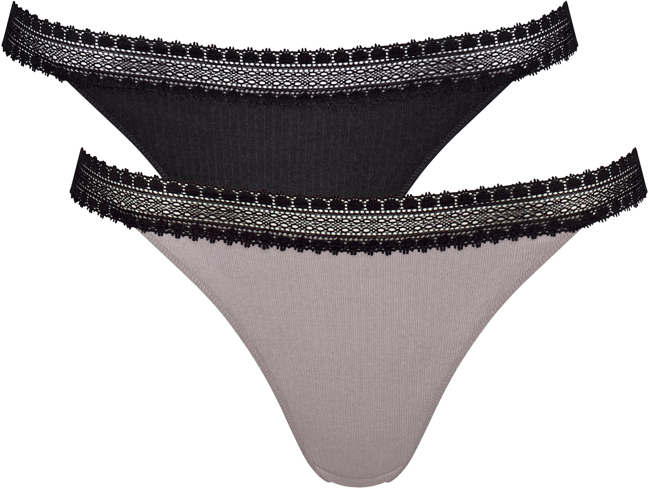 Image of sloggi Tanga "GO Ribbed" 2er Pack, weiche, Baumwollmischung, Spitzenbesatz, bequem