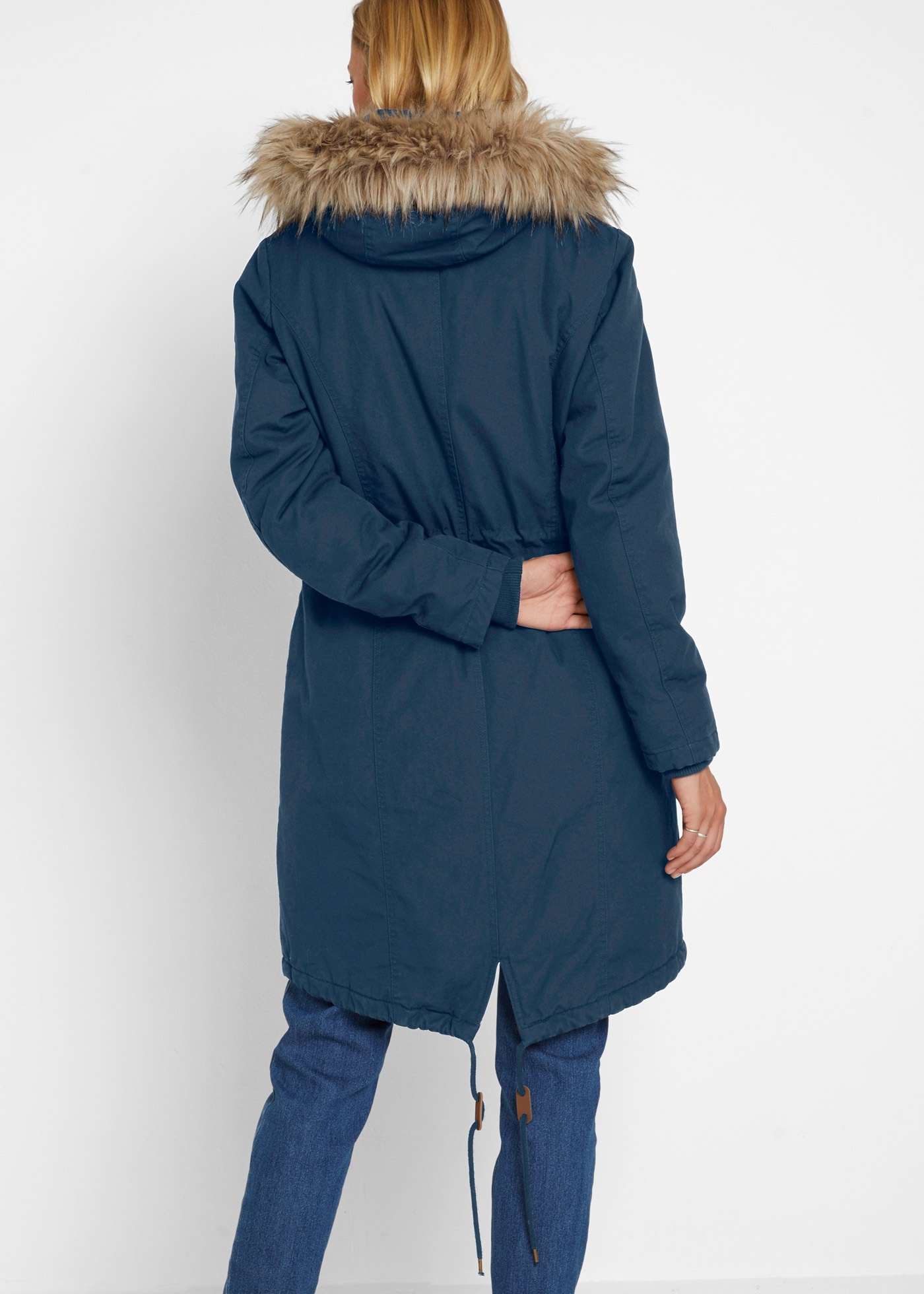 bonprix Parka mit Kapuze Regular Fit, mit Kapuze mit Fellimitat, mit Stehkragen