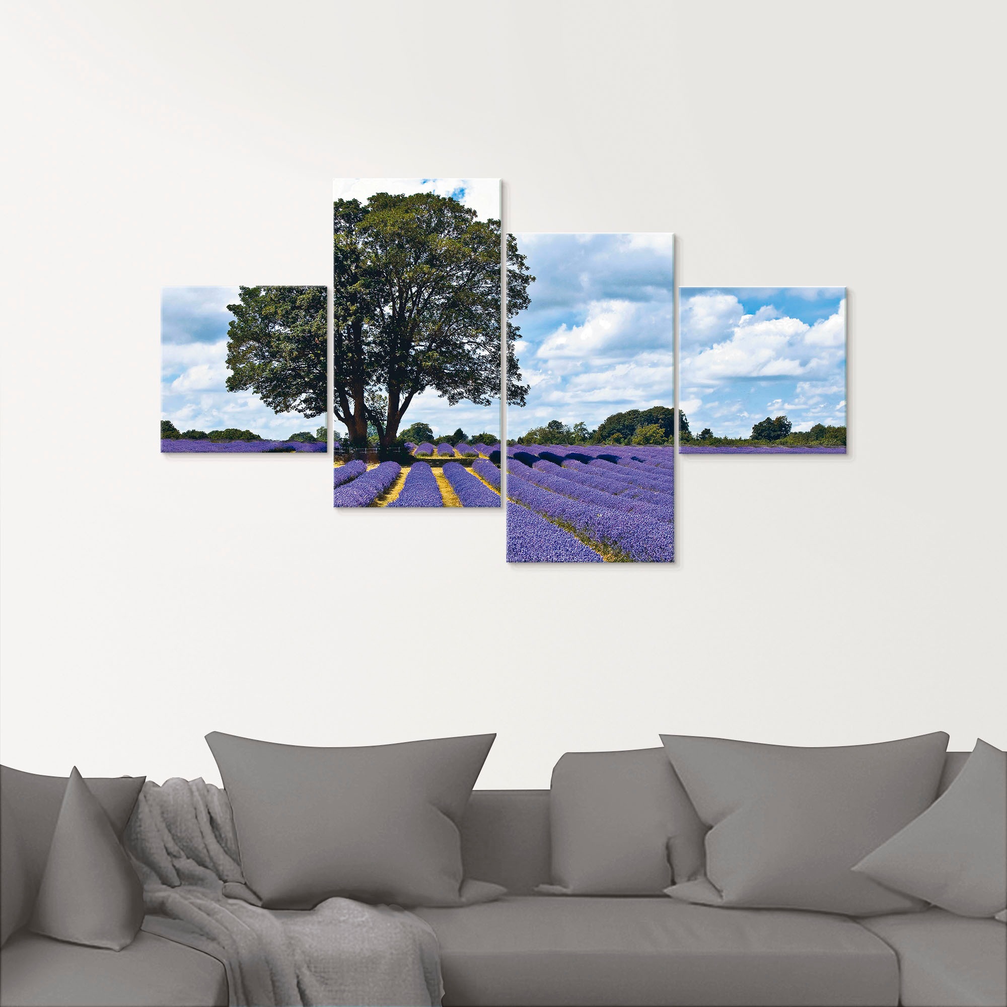 Image of Artland Glasbild »Schönes Lavendelfeld im Sommer«, Felder, (4 St.) bei Ackermann Versand Schweiz