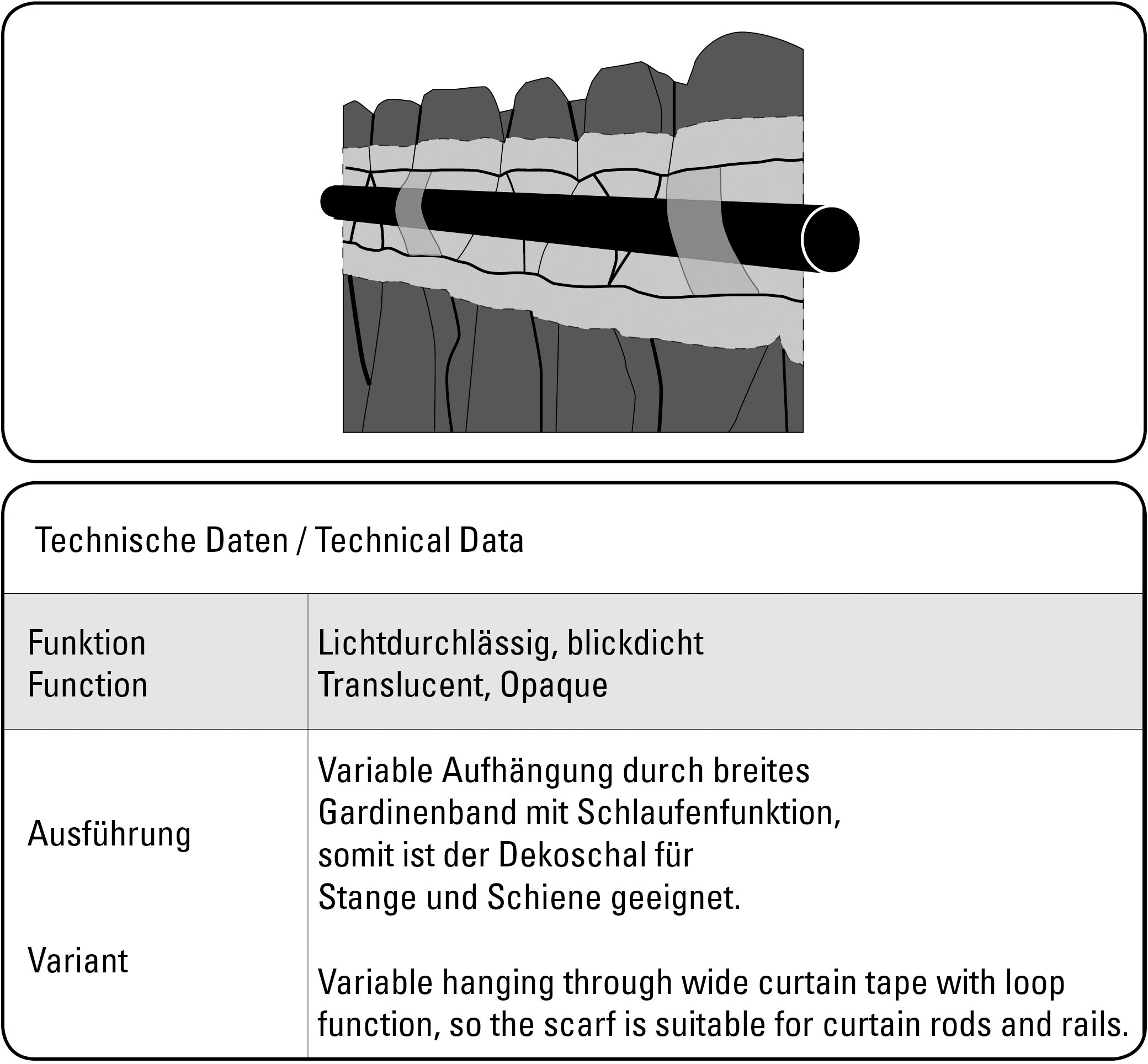 GARDINIA Gardine »Schal mit Gardinenband Struktur Uni«, (1 St.), mit Struktur Motiv