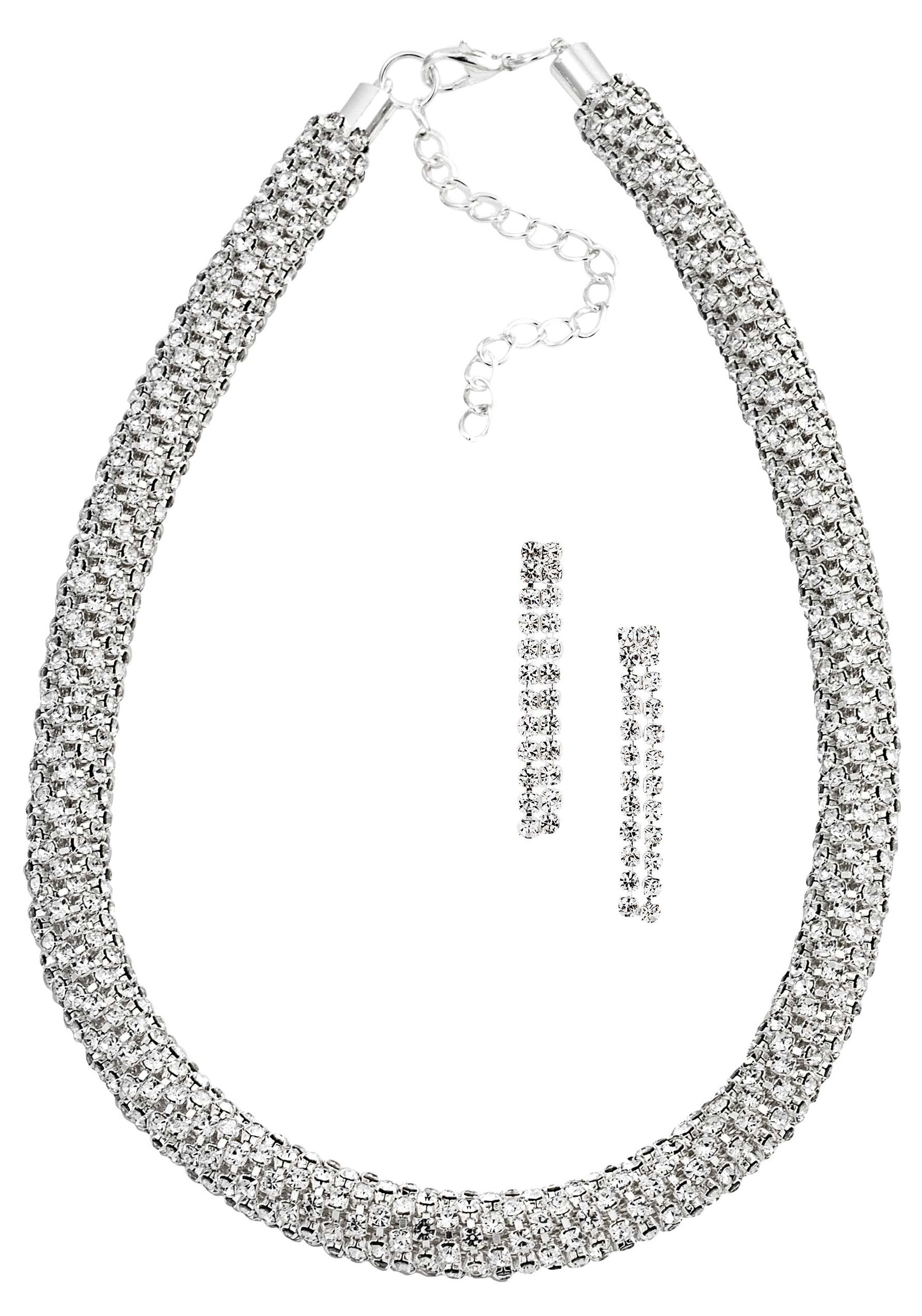 Image of Firetti Ohrring und Ketten Set "Strass-Schmuckset, edel, elegant und glamourös" (Set, 3 Stk. tlg.) mit Glasstein