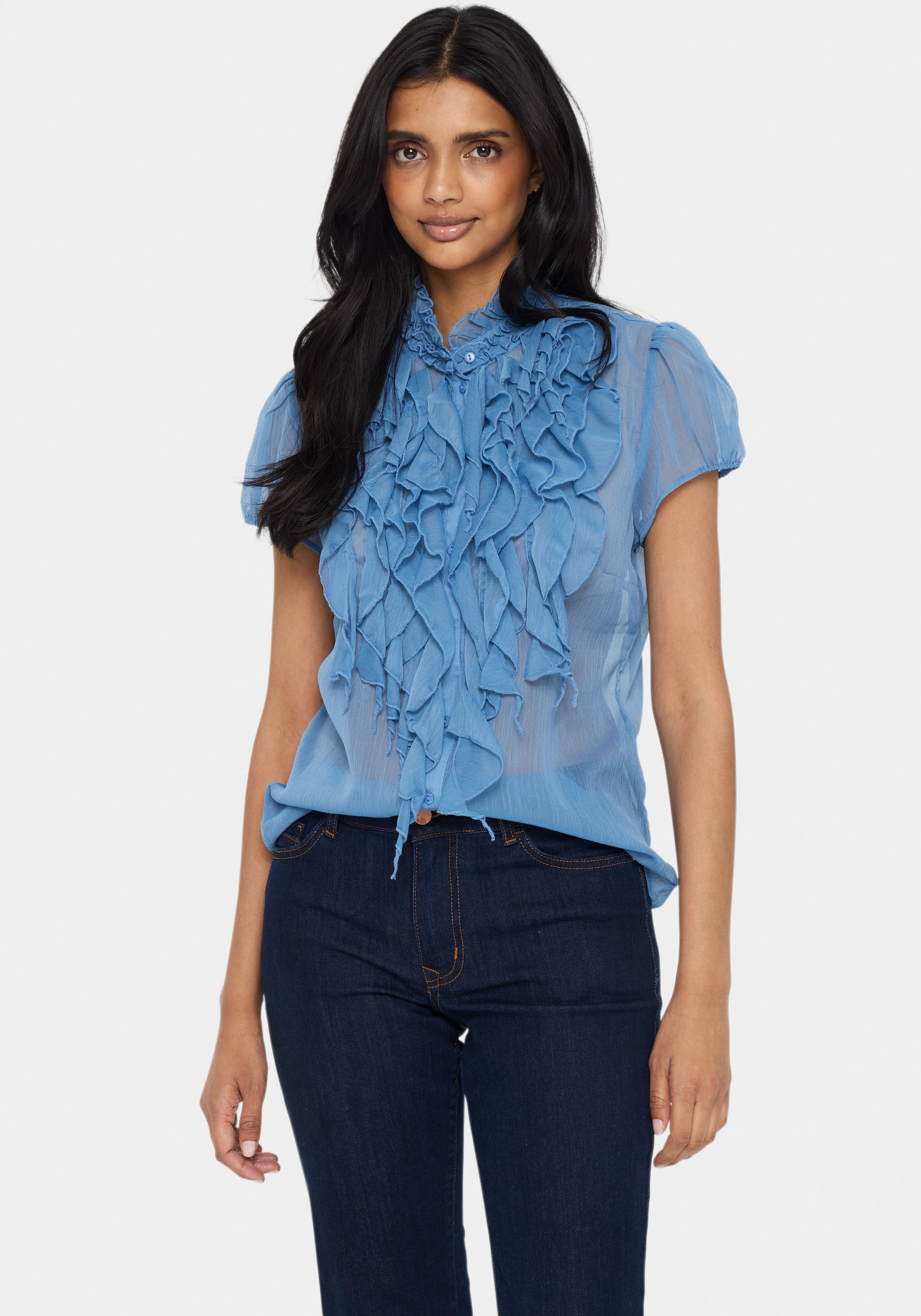 Saint Tropez Rüschenbluse »LiljaSZ Crinkle SS Shirt«