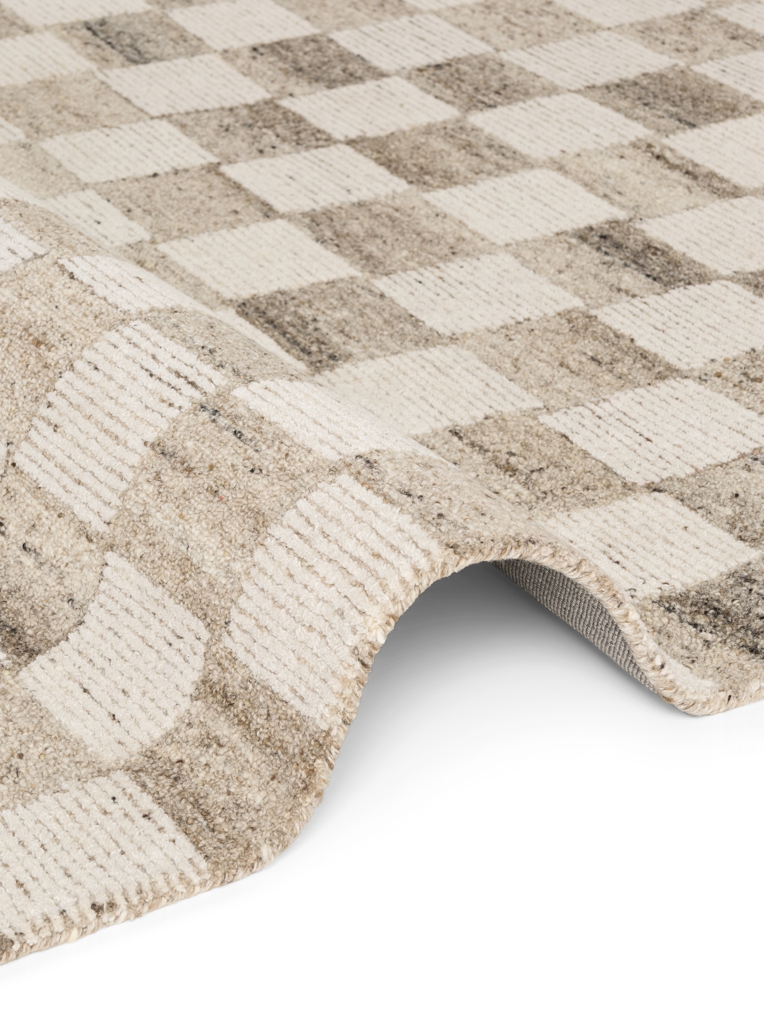 vikosa Wollteppich »Quadra« rechteckig 15 mm Höhe Handgemacht, Kariert, Karo, Natur, Wolle, Wohnzimmer,Schlafzimmer