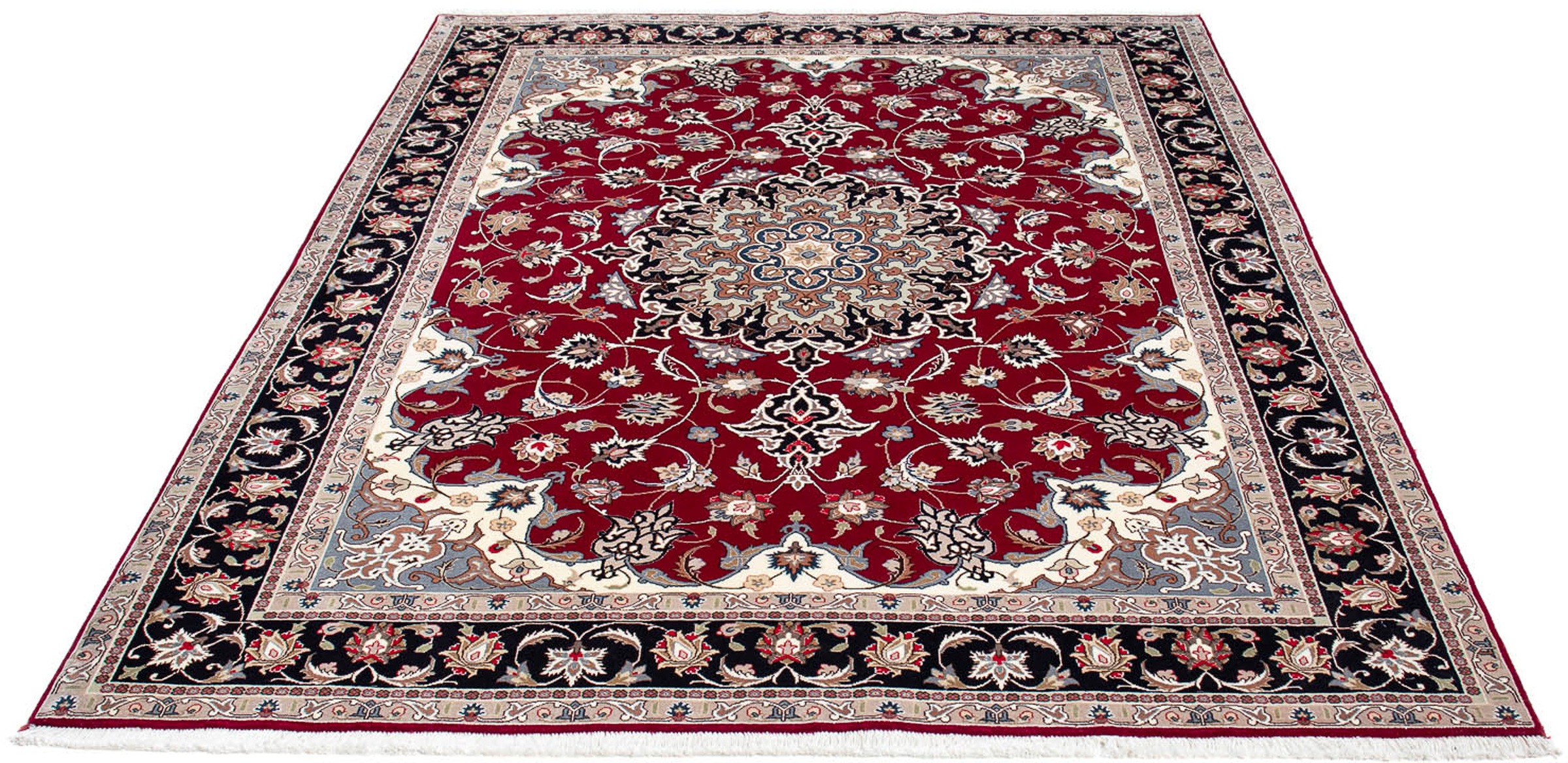 Image of morgenland Orientteppich »Perser - Täbriz - Royal - 198 x 154 cm - dunkelrot«, rechteckig, 7 mm Höhe, Wohnzimmer, Handgeknüpft, Einzelstück mit Zertifikat bei Ackermann Versand Schweiz