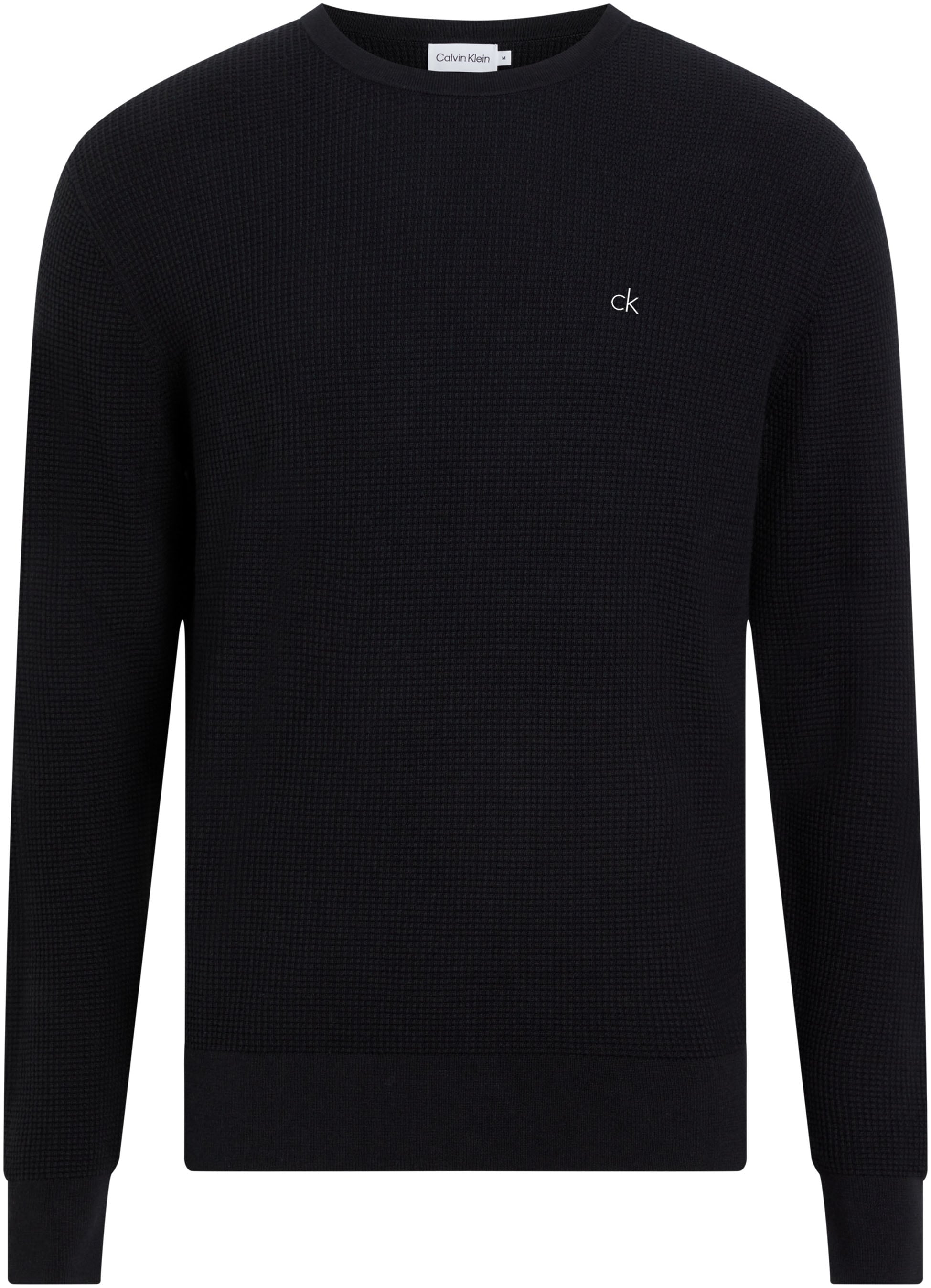 Calvin Klein Rundhalspullover »WAFFLE STRUCTURE SWEATER«, mit Markenlabel