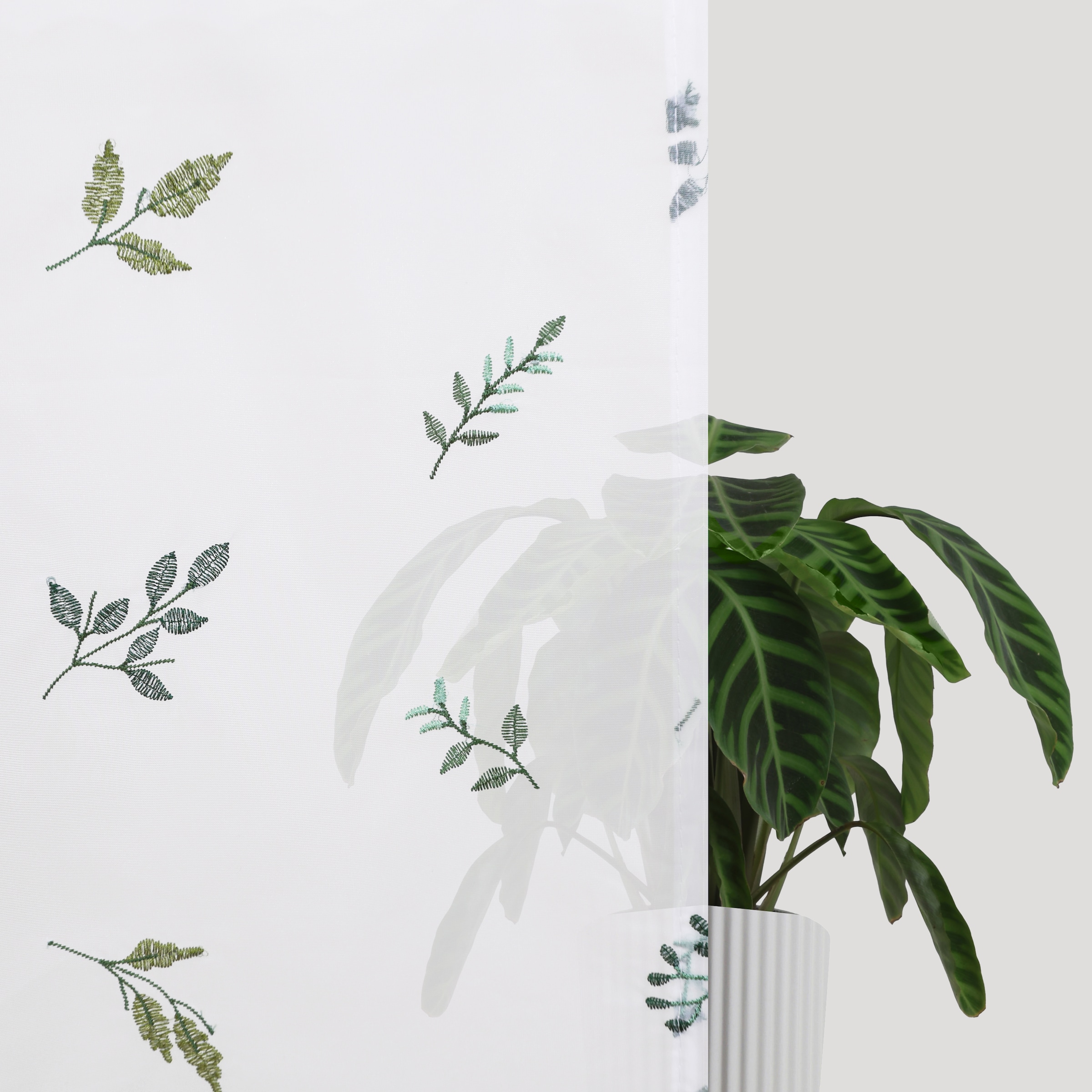 my home Rideau à vitres »Alphonse« Orifices de passage 1 cuis tlg. Bestickt, floral, gemustert, schöne Haptik