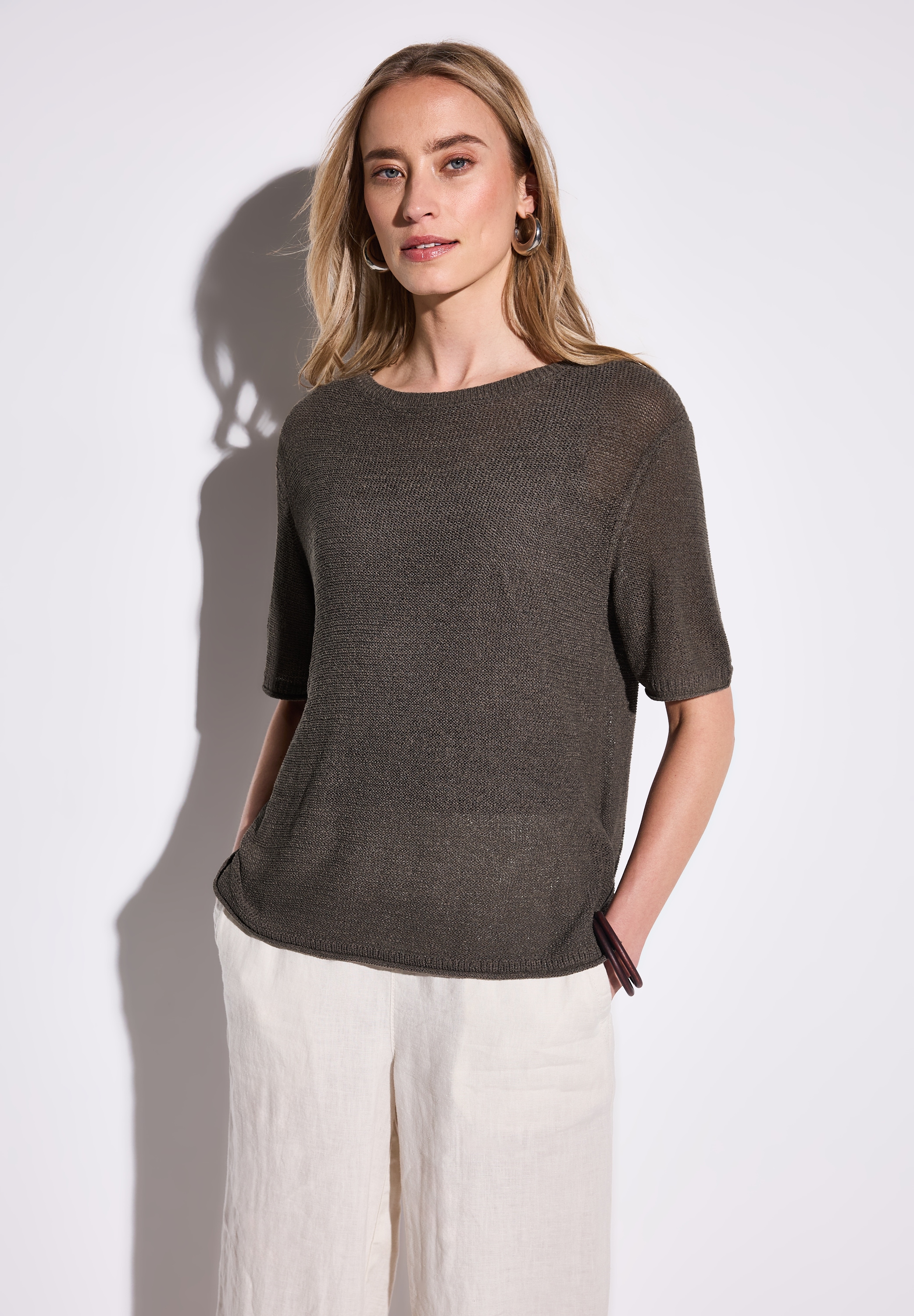Image of STREET ONE Strickpullover mit seitlichen Schlitzen, halbarm