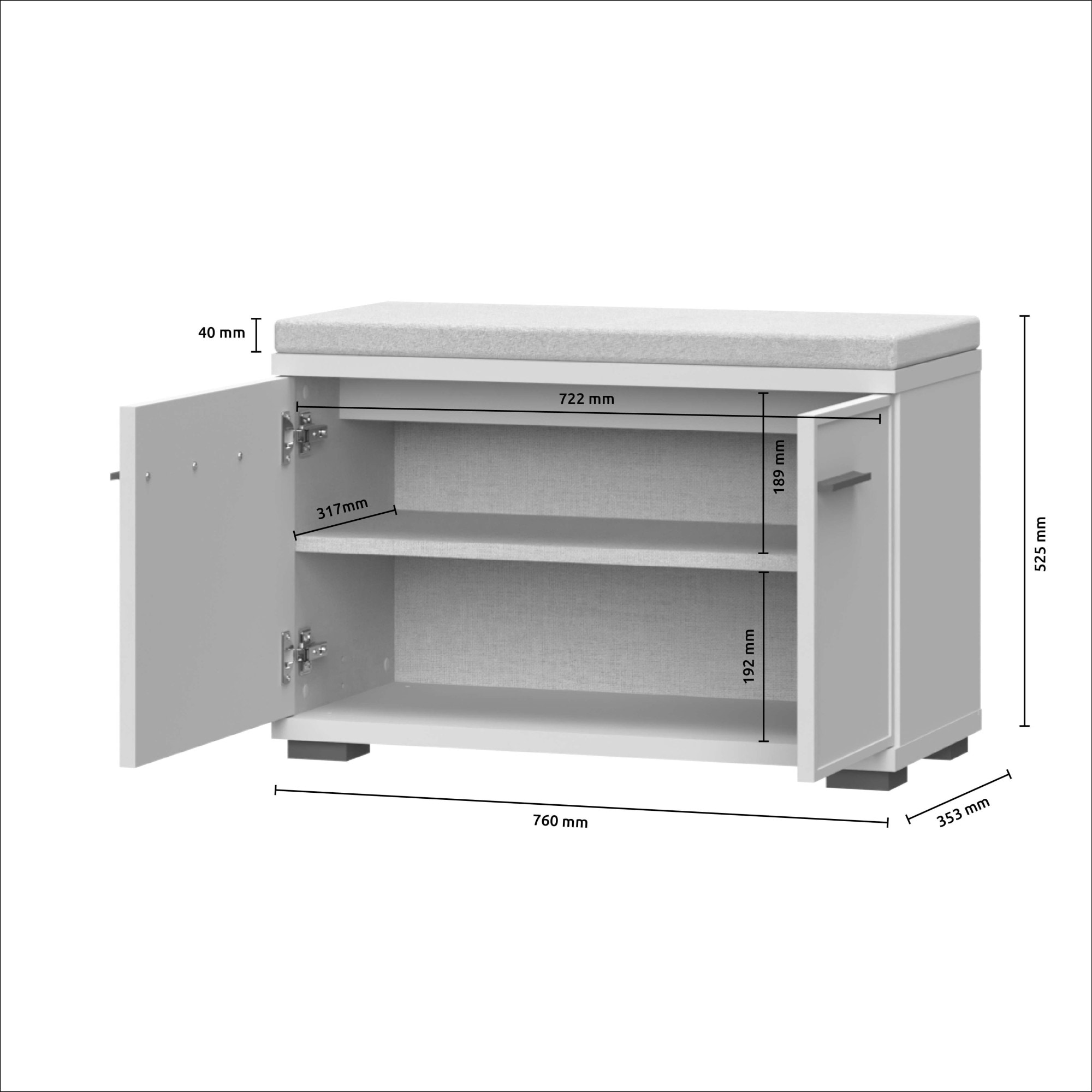 GOODproduct Schuhbank »Opera, Schuhschrank, Schuhregal, Schuhtruhe, Breite 76 cm« 1 Stk. tlg. mit Sitzkissen, UV-lackiert, hochwertige Beschläge, Kaschmirfarbe