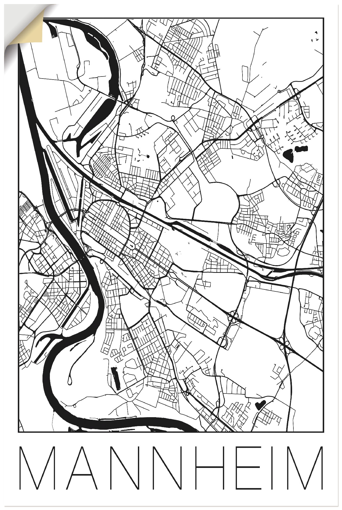 Image of Artland Wandbild »Retro Karte Mannheim Deutschland«, Deutschland, (1 St.), in vielen Grössen & Produktarten - Alubild / Outdoorbild für den Aussenbereich, Leinwandbild, Poster, Wandaufkleber / Wandtattoo auch für Badezimmer geeignet bei Ackermann Versand 